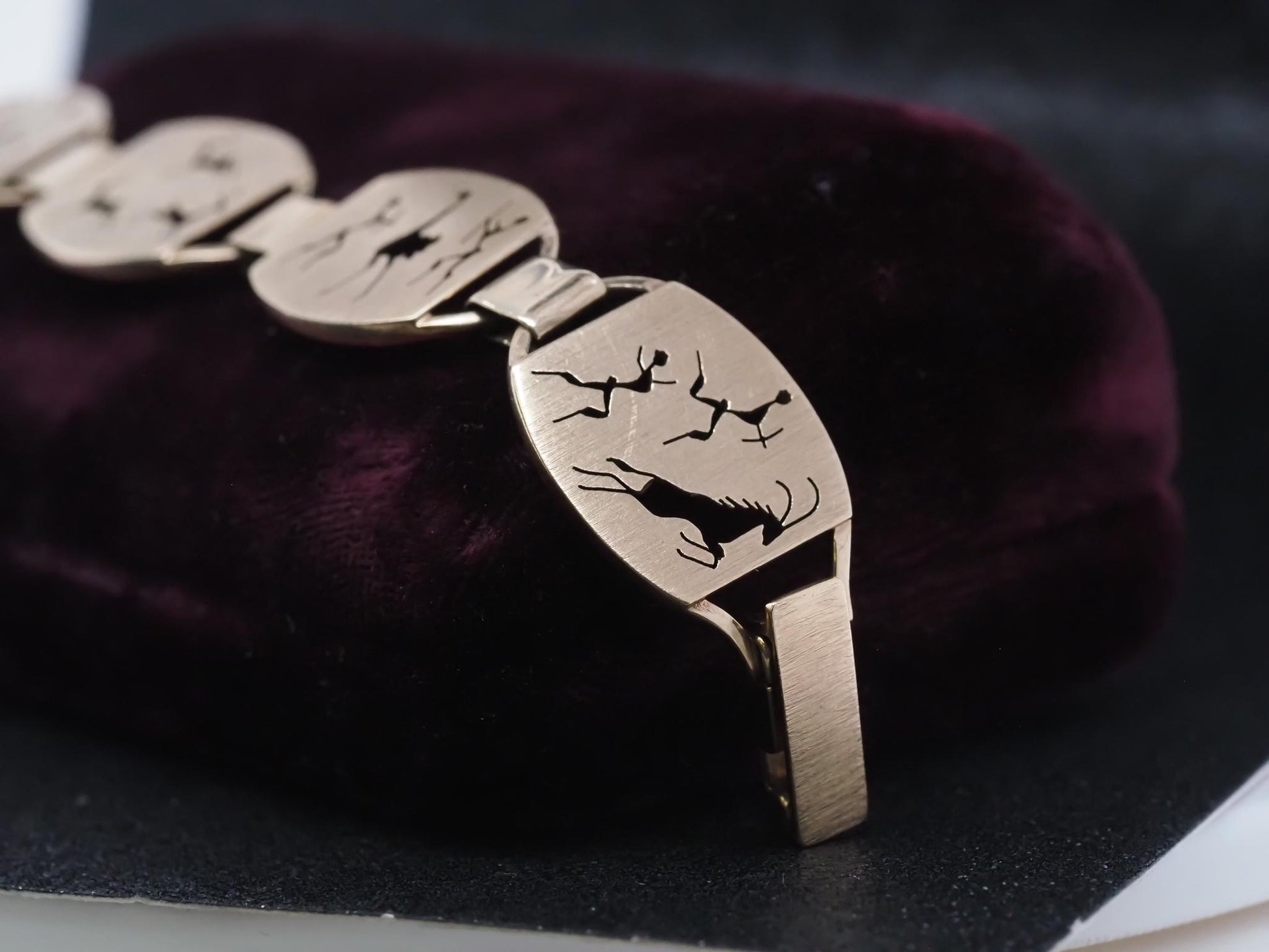 Estate South Africa 9kt Yellow Gold Tribal Art Bracelet - VHK#964