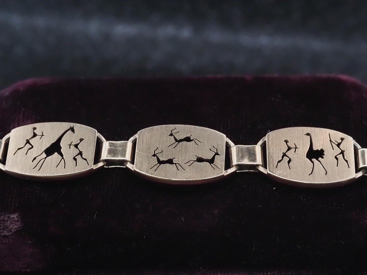 Estate South Africa 9kt Yellow Gold Tribal Art Bracelet - VHK#964