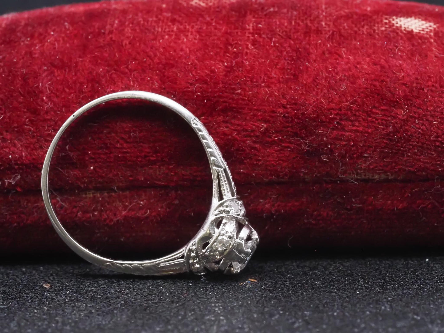 Art Deco Platinum Old European Diamond Engagement Ring - VHK#313a