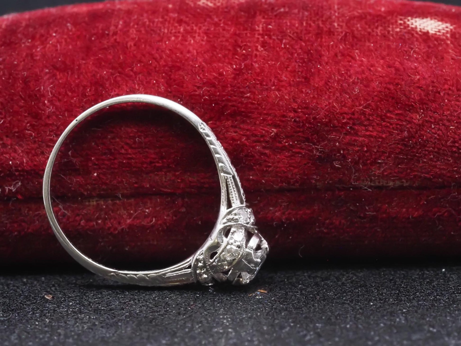 Art Deco Platinum Old European Diamond Engagement Ring - VHK#313a