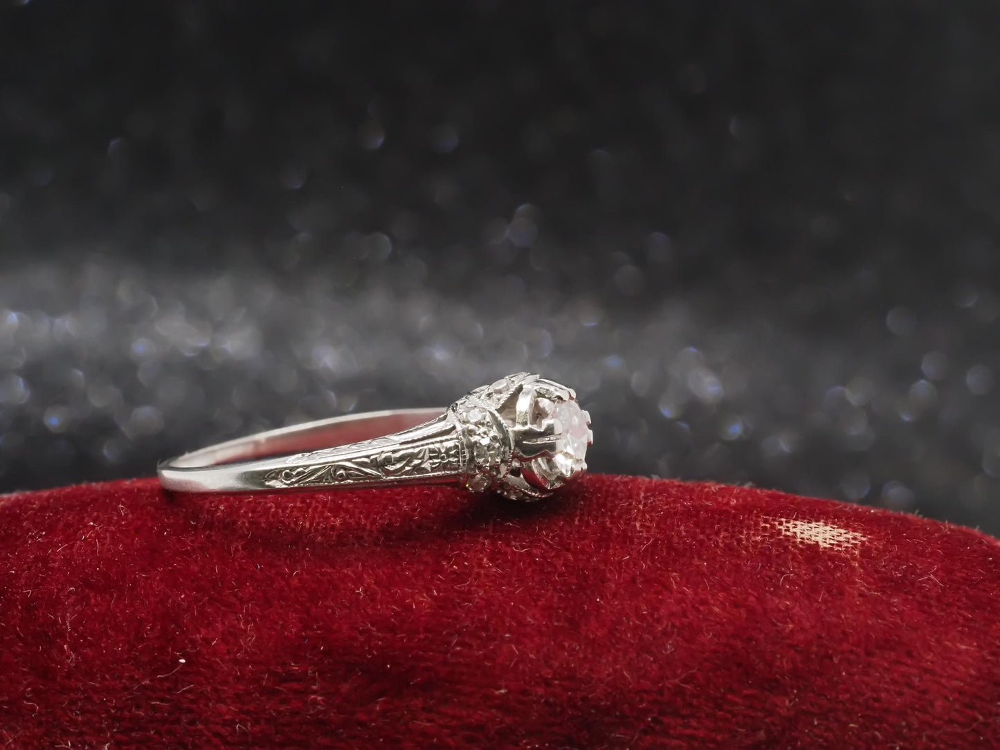 Art Deco Platinum Old European Diamond Engagement Ring - VHK#313a