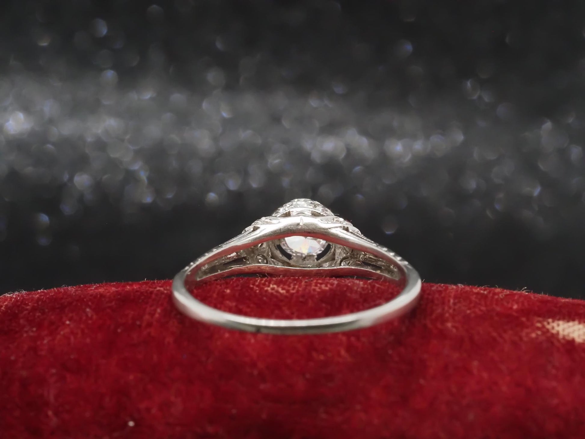 Art Deco Platinum Old European Diamond Engagement Ring - VHK#313a