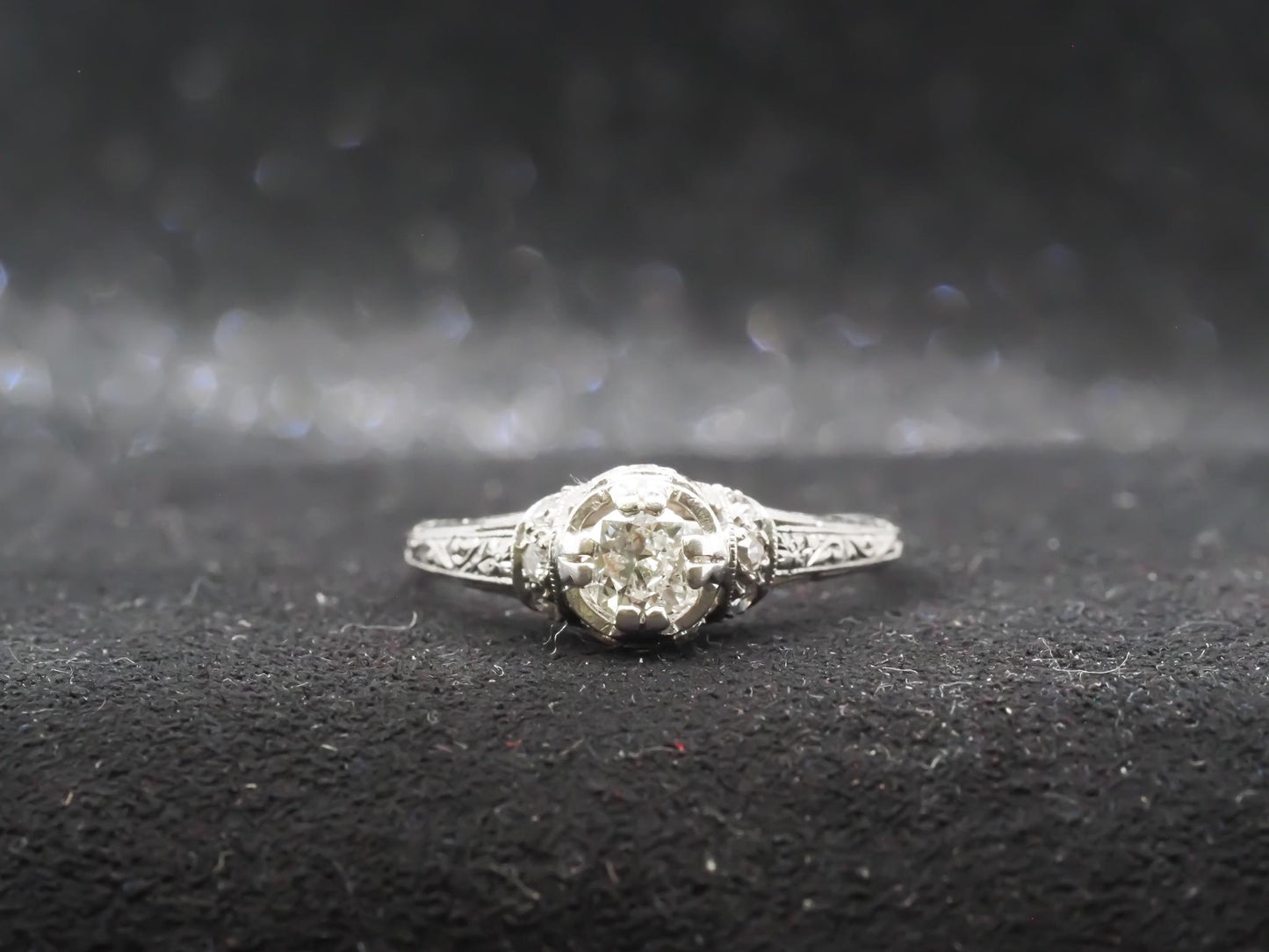 Art Deco Platinum Old European Diamond Engagement Ring - VHK#313a