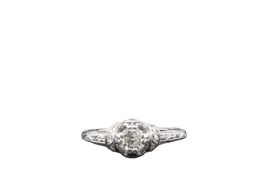 Art Deco Platinum Old European Diamond Engagement Ring - VHK#313a