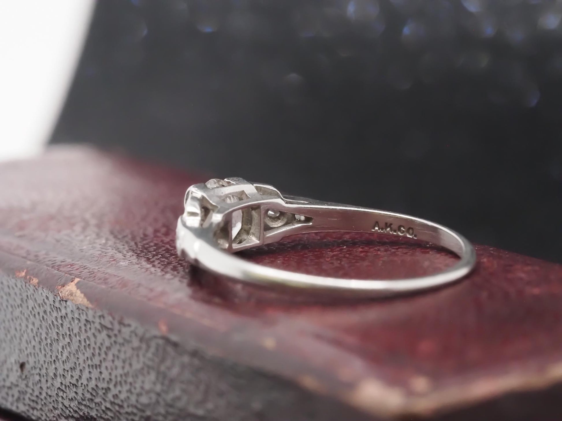 Estate Art Deco Platinum Old Mine Diamond Engagement Ring - VHK#374a