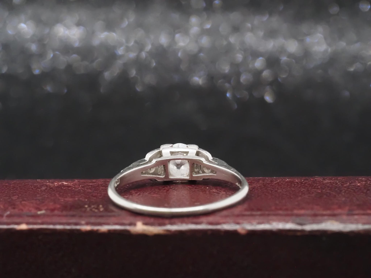 Estate Art Deco Platinum Old Mine Diamond Engagement Ring - VHK#374a