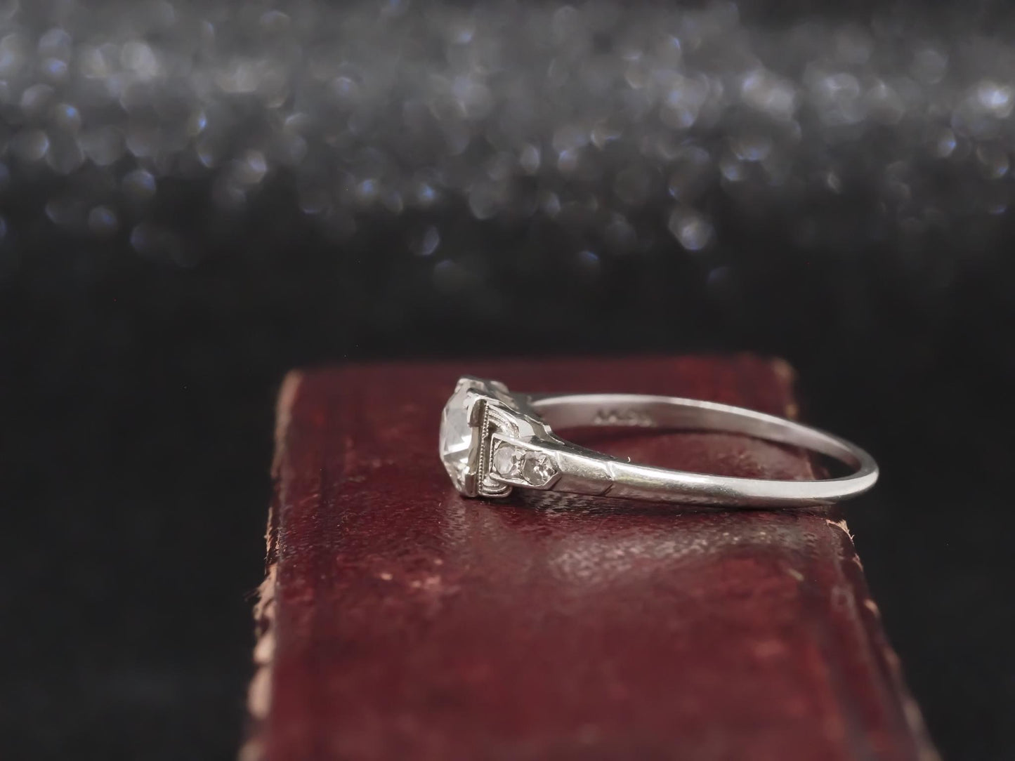 Estate Art Deco Platinum Old Mine Diamond Engagement Ring - VHK#374a