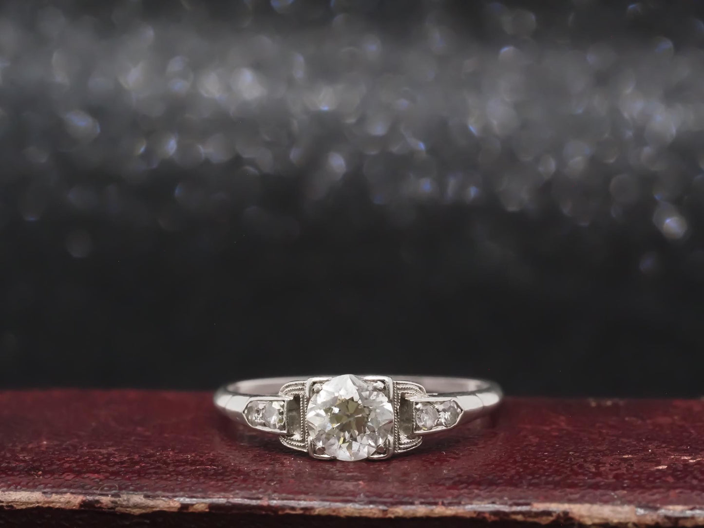 Estate Art Deco Platinum Old Mine Diamond Engagement Ring - VHK#374a
