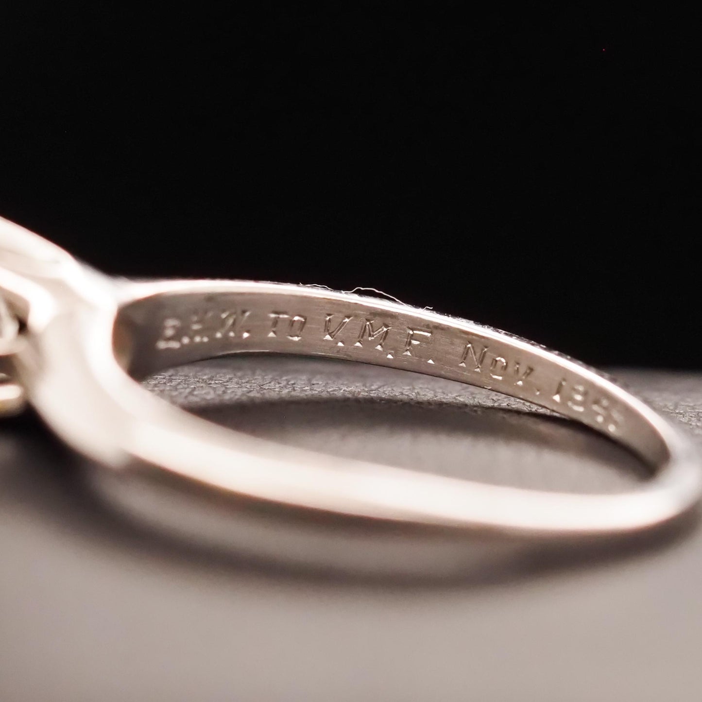 1946 Engraved Platinum Art Deco .65ct Old European Brilliant Engagement Ring -