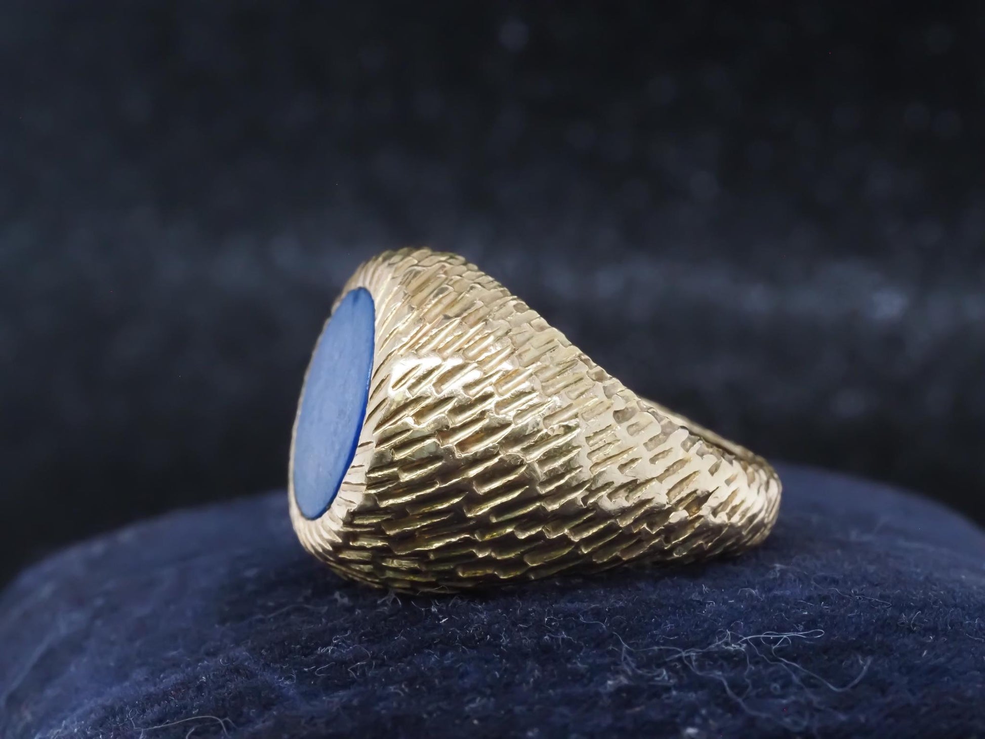 Estate TIFFANY & CO. Studios France, 18K Yellow Gold Lapis Ring - VHK#416b