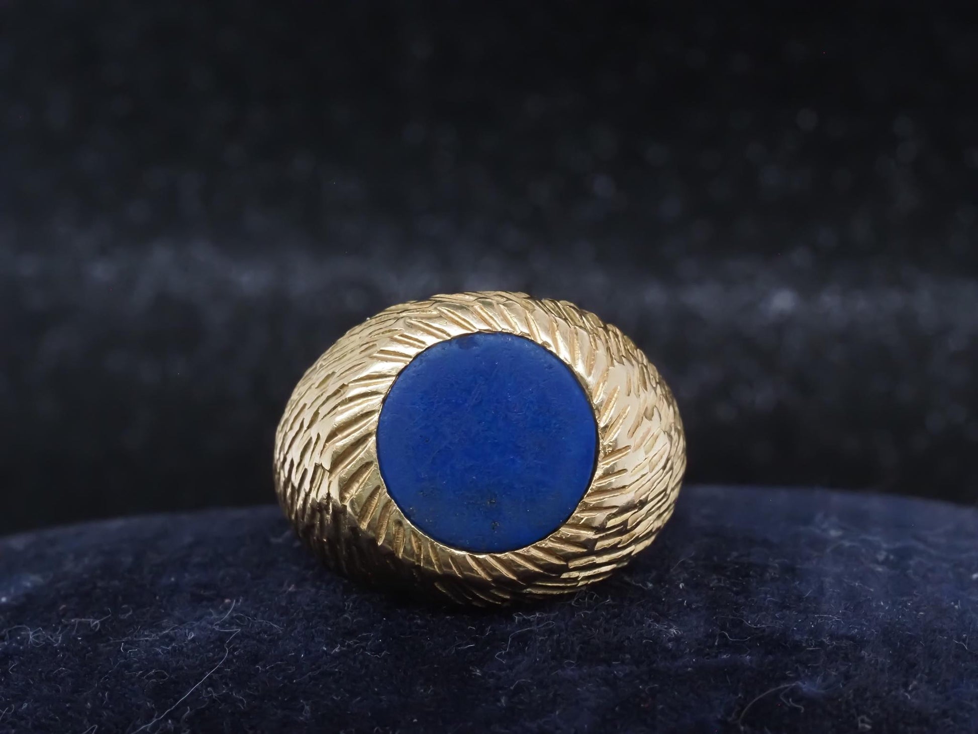 Estate TIFFANY & CO. Studios France, 18K Yellow Gold Lapis Ring - VHK#416b