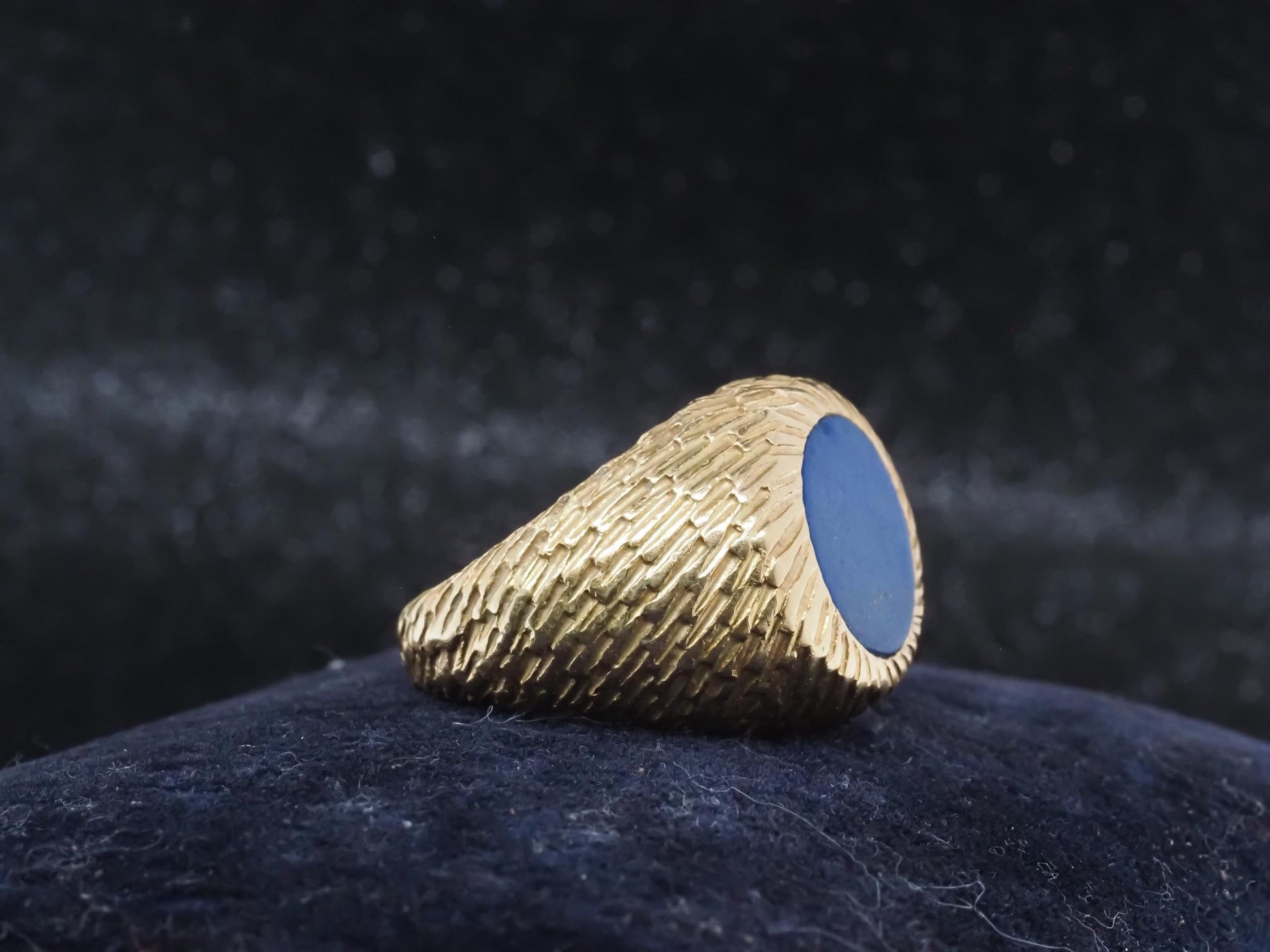 Estate TIFFANY & CO. Studios France, 18K Yellow Gold Lapis Ring - VHK#416b