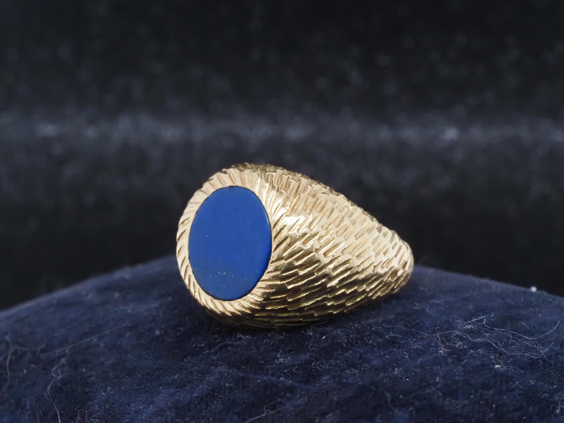 Estate TIFFANY & CO. Studios France, 18K Yellow Gold Lapis Ring - VHK#416b