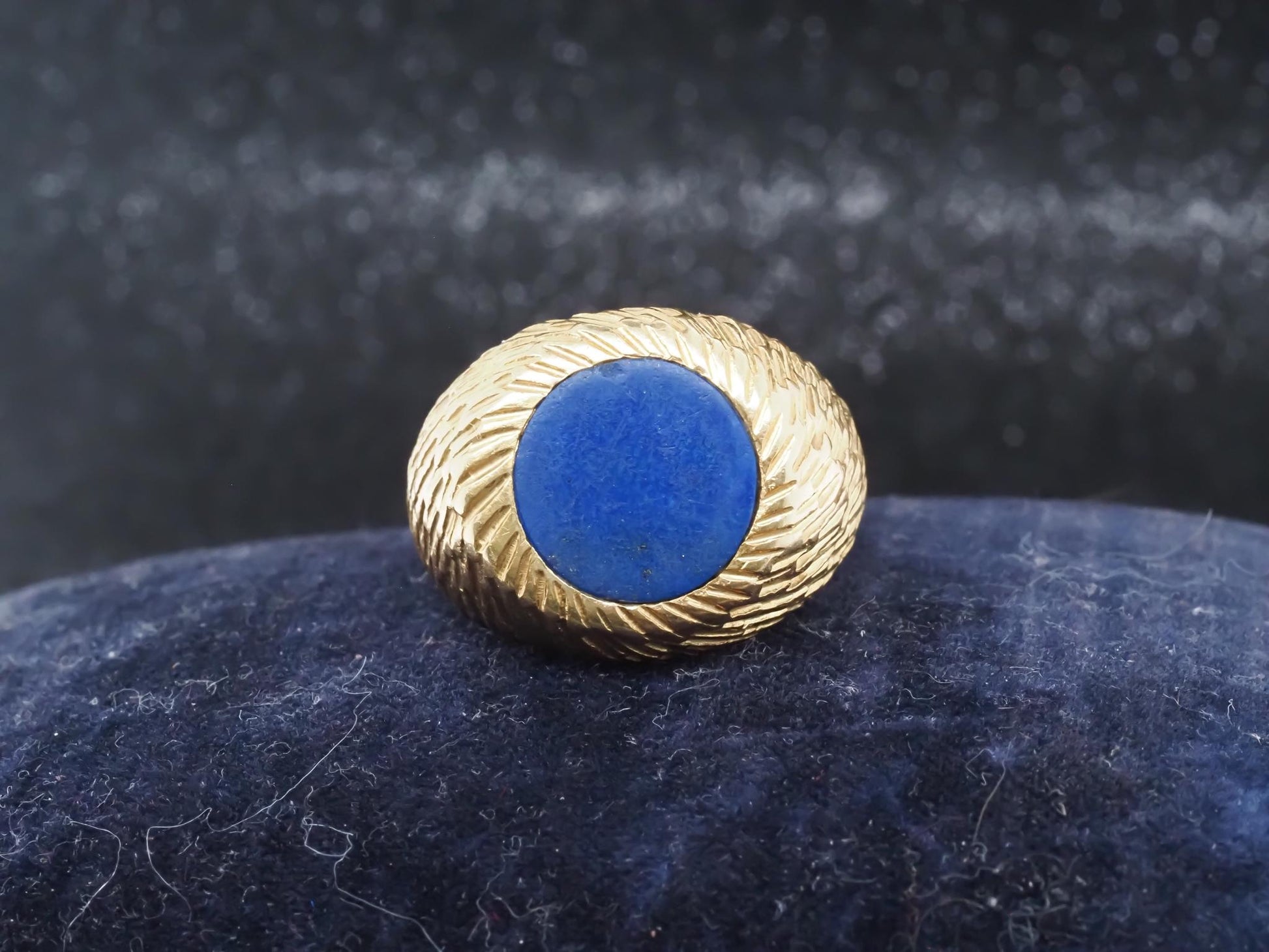 Estate TIFFANY & CO. Studios France, 18K Yellow Gold Lapis Ring - VHK#416b