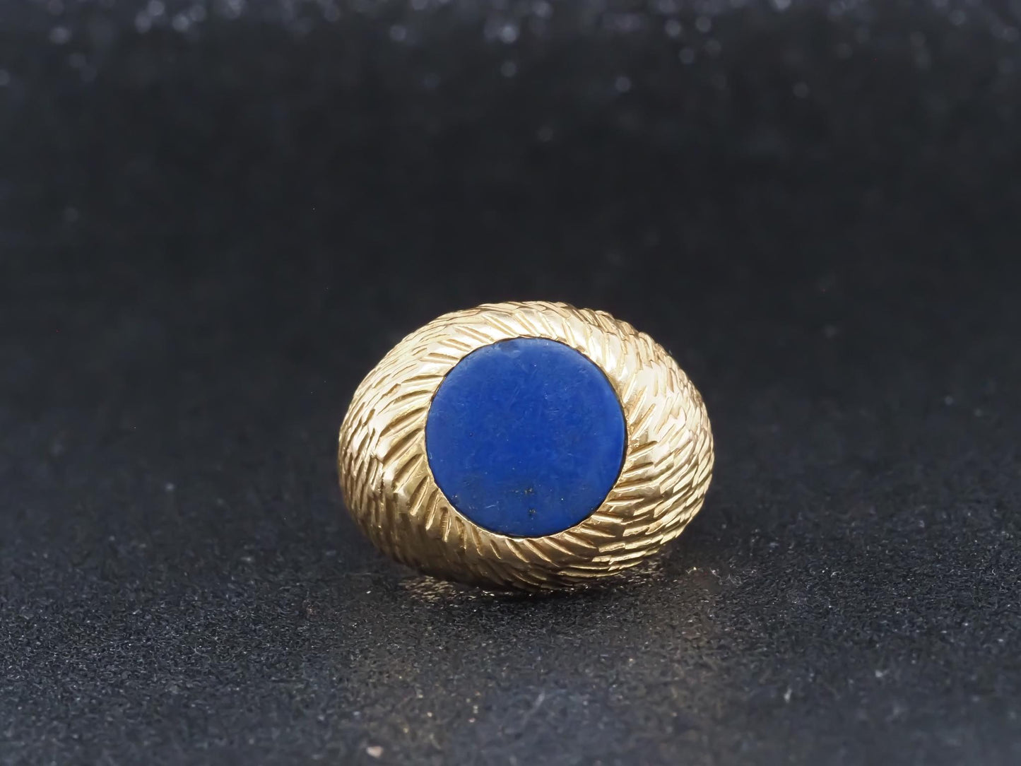 Estate TIFFANY & CO. Studios France, 18K Yellow Gold Lapis Ring - VHK#416b