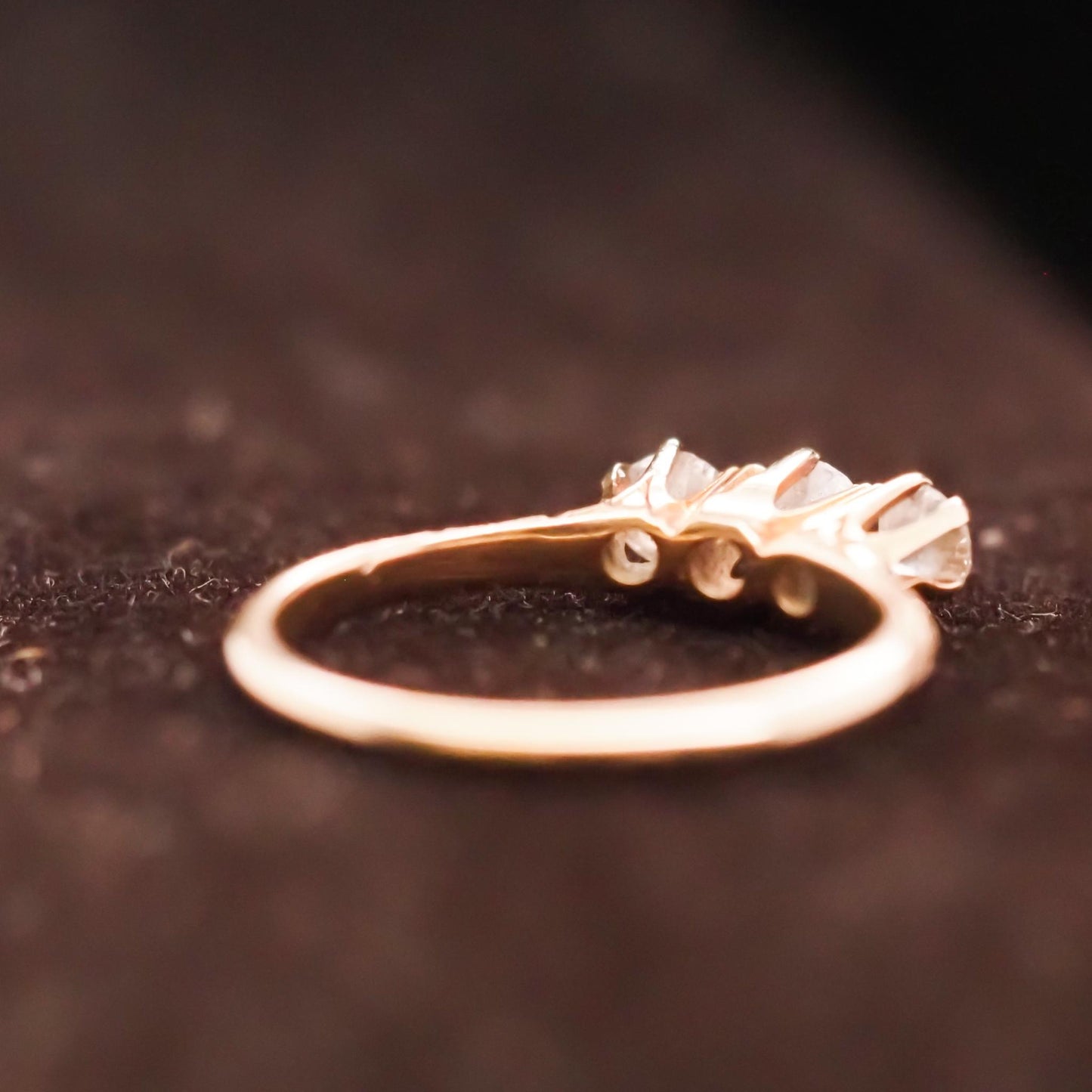 Circa 1900s Edwardian 14K Yellow Gold 3 Stone Old Mine Ring - VHK#625a