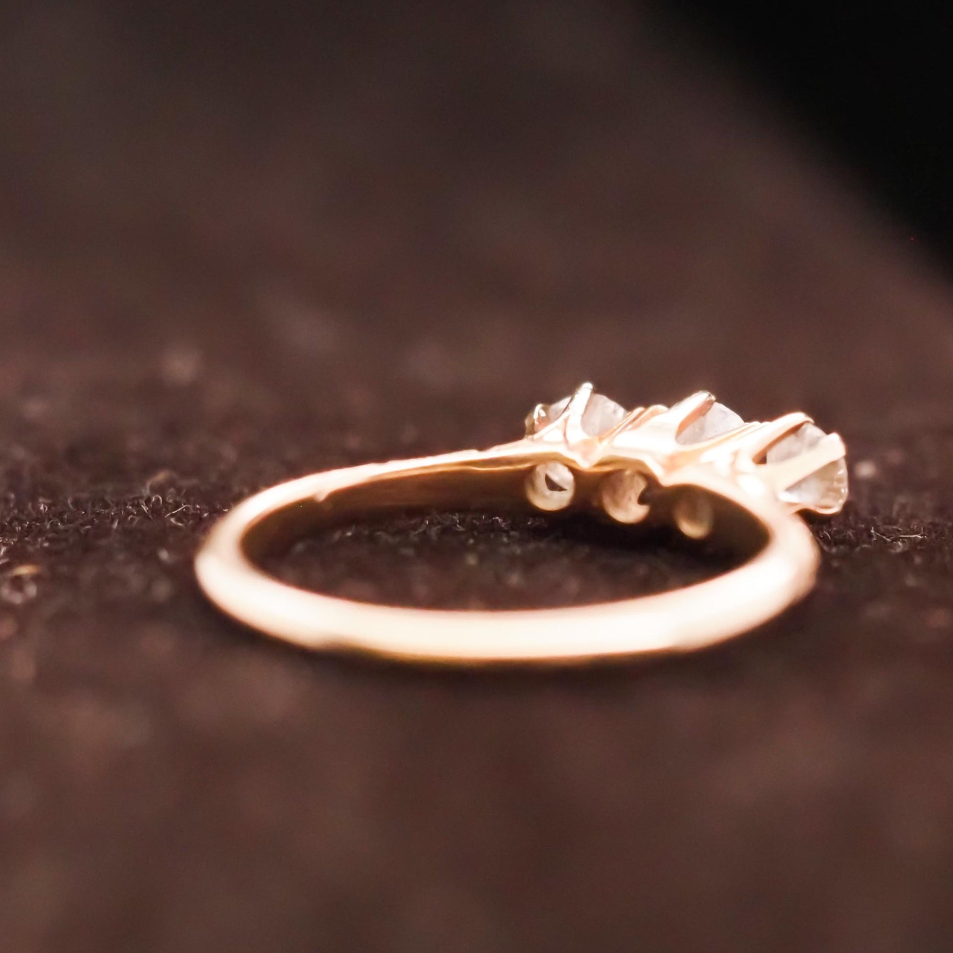 Circa 1900s Edwardian 14K Yellow Gold 3 Stone Old Mine Ring - VHK#625a