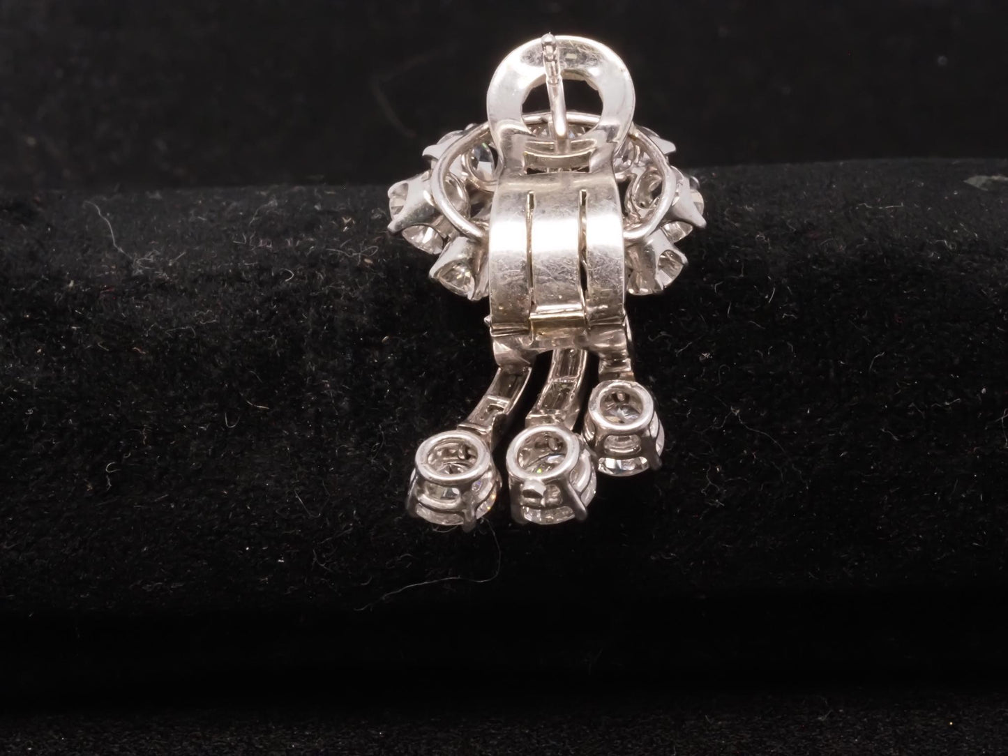 Estate Platinum 7.00ct Round and Step Cut Diamond Waterfall Earrings - VHK#264a