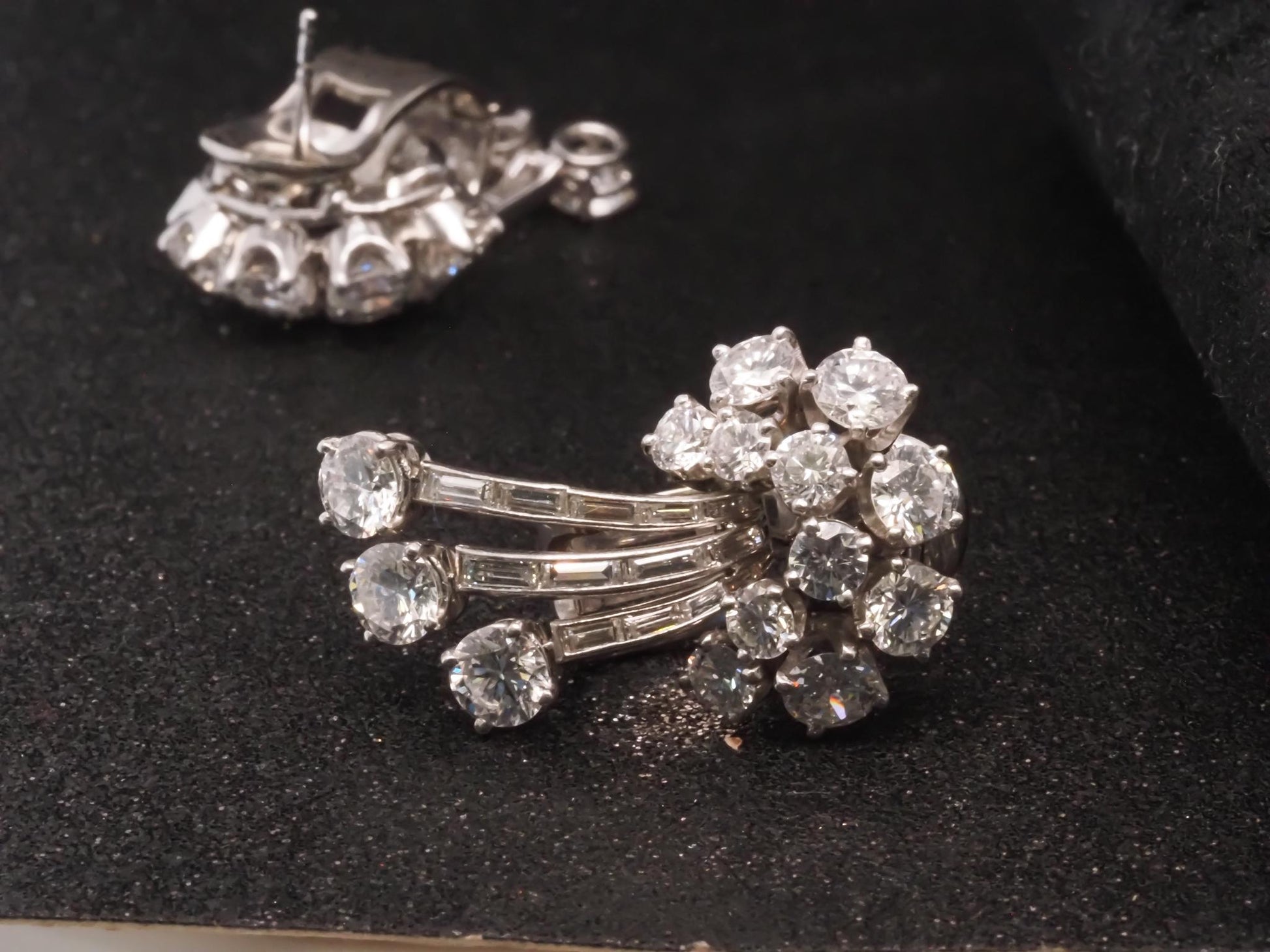 Estate Platinum 7.00ct Round and Step Cut Diamond Waterfall Earrings - VHK#264a