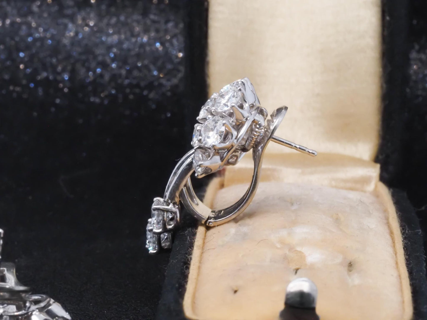 Estate Platinum 7.00ct Round and Step Cut Diamond Waterfall Earrings - VHK#264a