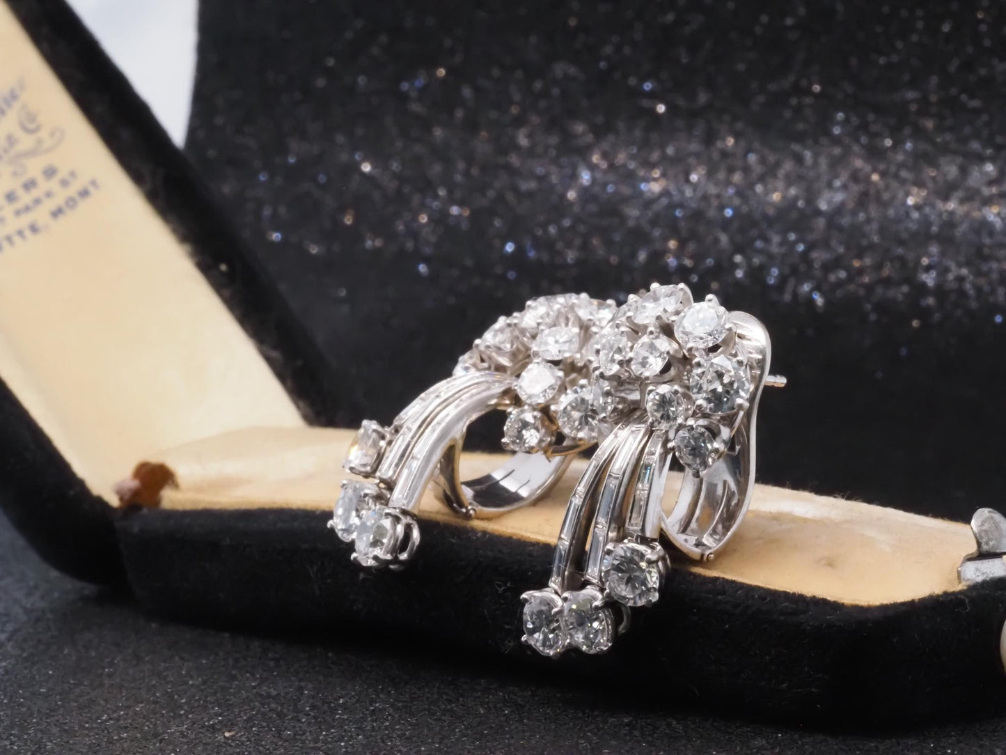 Estate Platinum 7.00ct Round and Step Cut Diamond Waterfall Earrings - VHK#264a