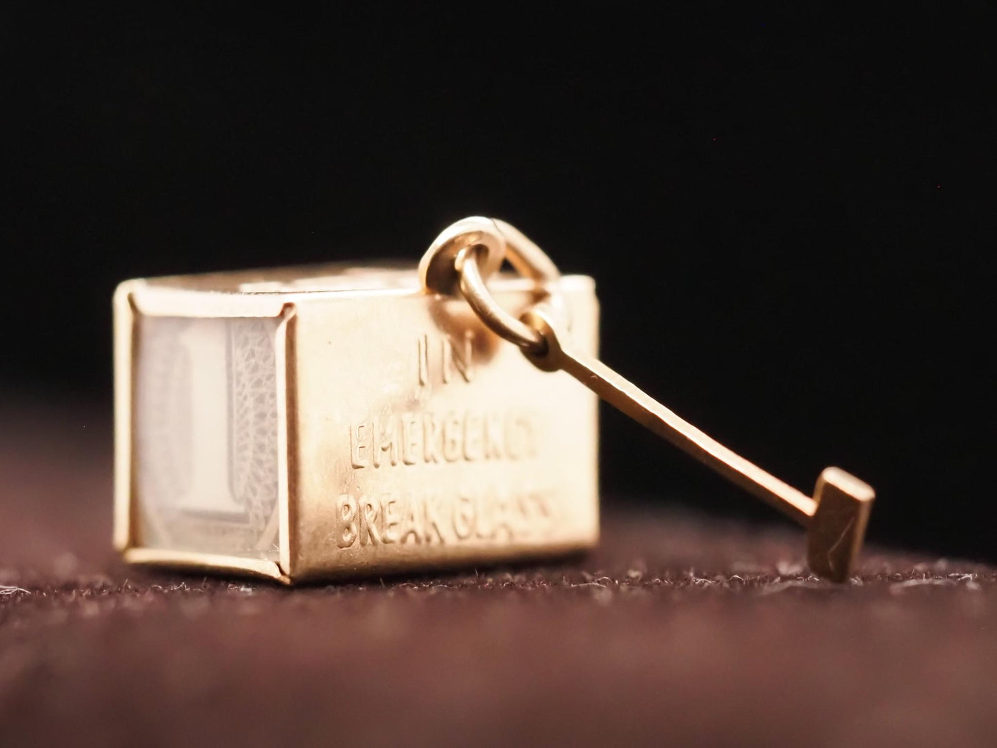 14K Yellow Gold Mad Money Dollar Bill Box Charm Pendant - VHK#624a