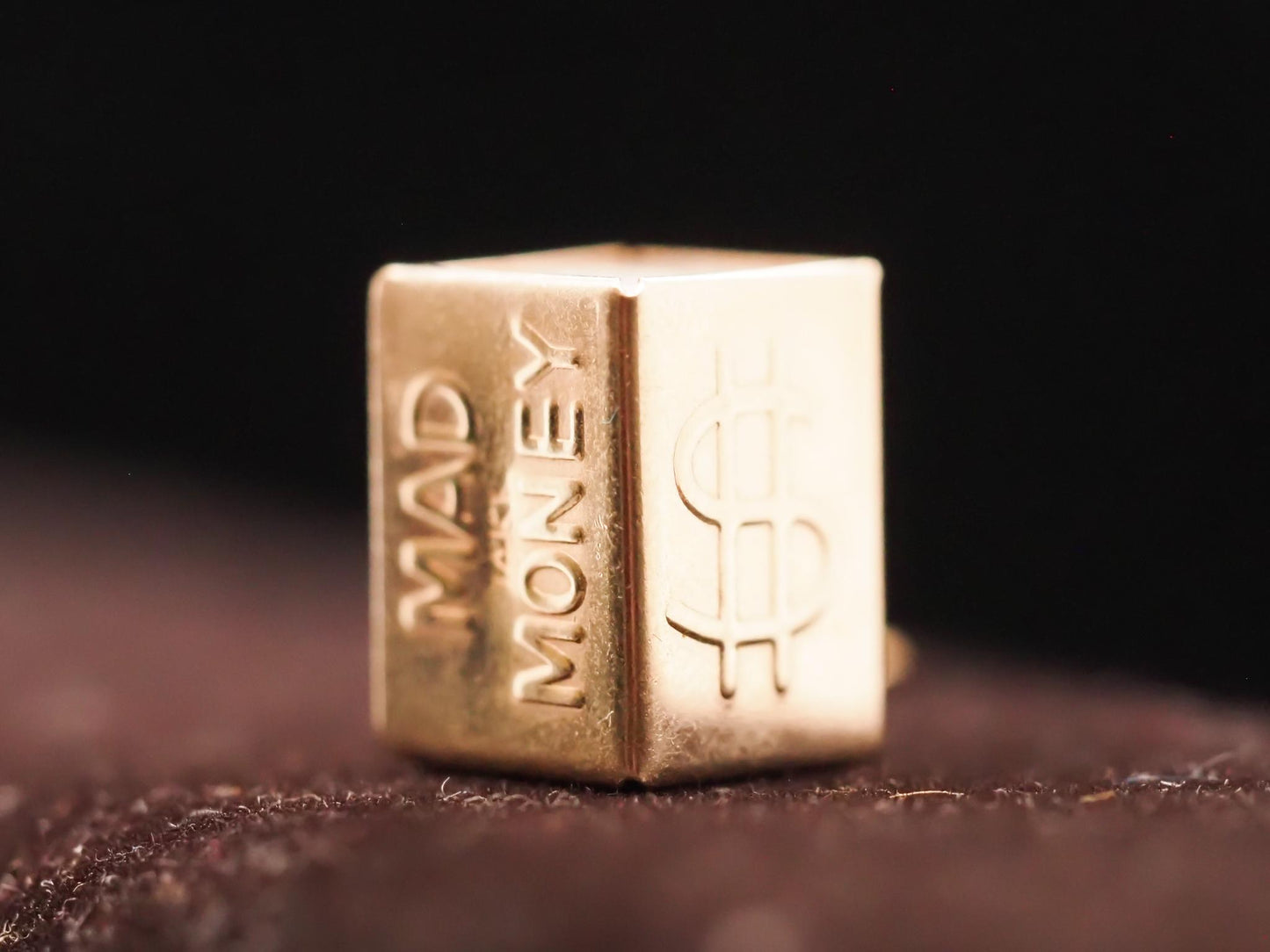 14K Yellow Gold Mad Money Dollar Bill Box Charm Pendant - VHK#624a