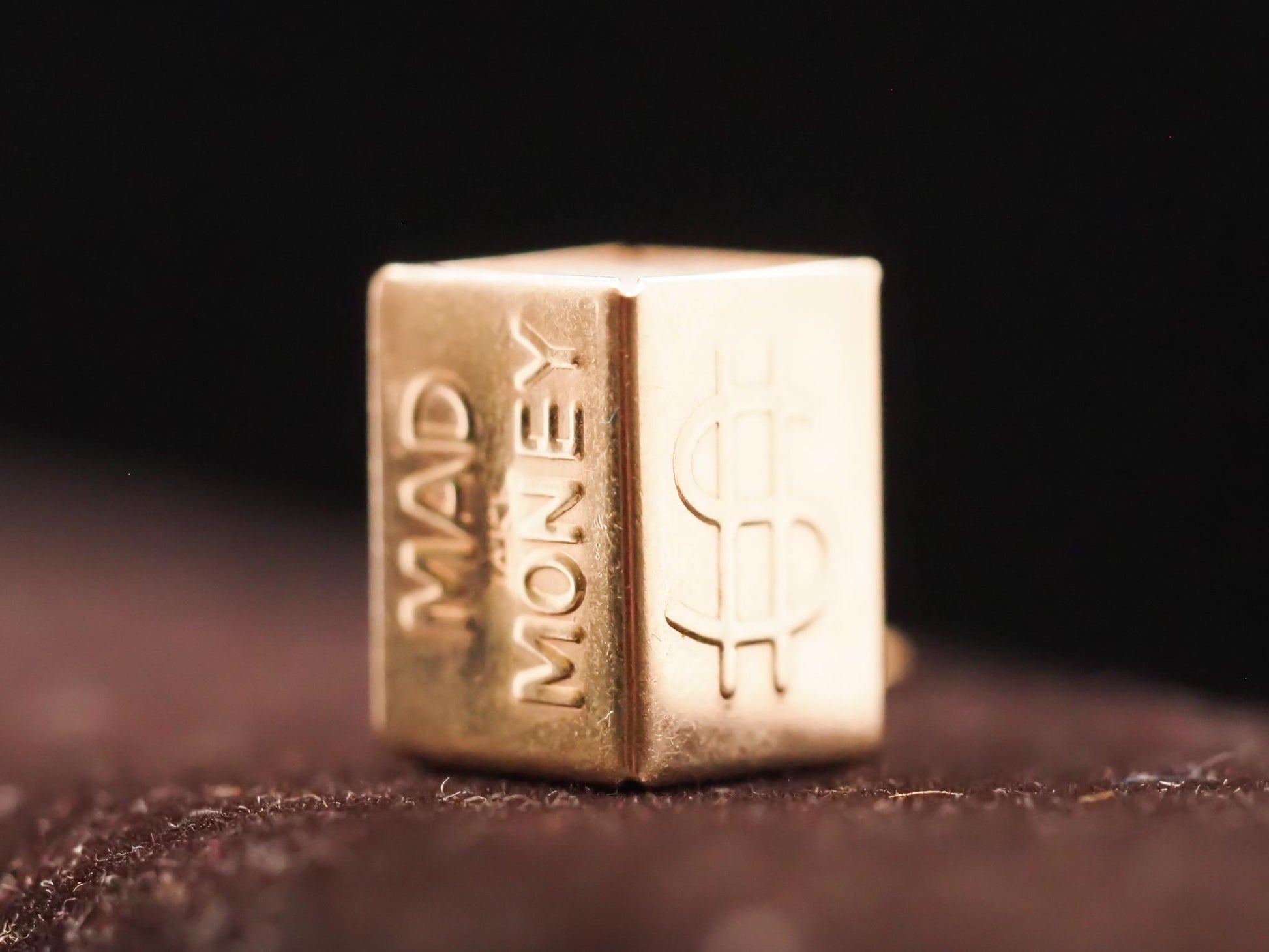 14K Yellow Gold Mad Money Dollar Bill Box Charm Pendant - VHK#624a