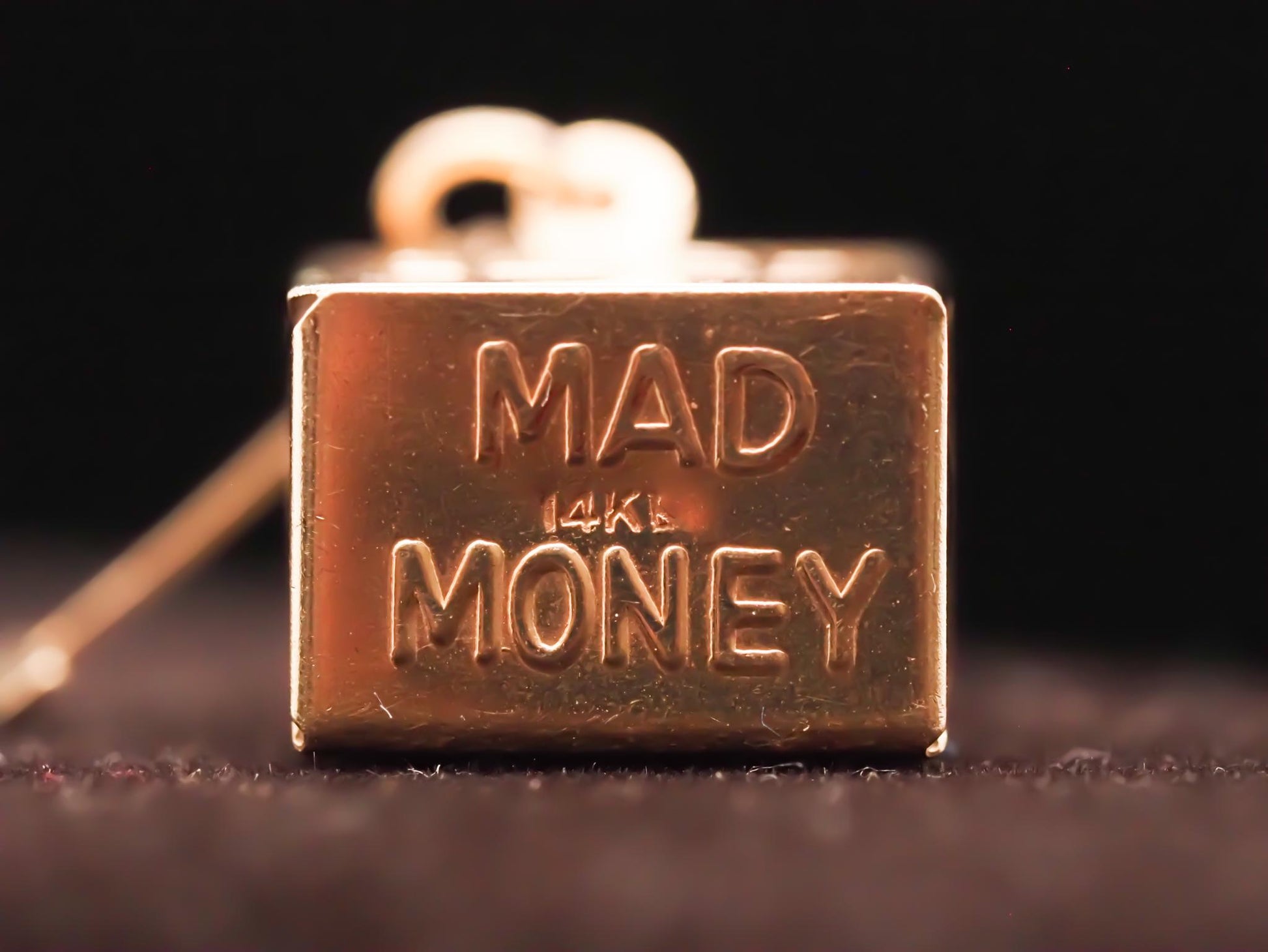 14K Yellow Gold Mad Money Dollar Bill Box Charm Pendant - VHK#624a