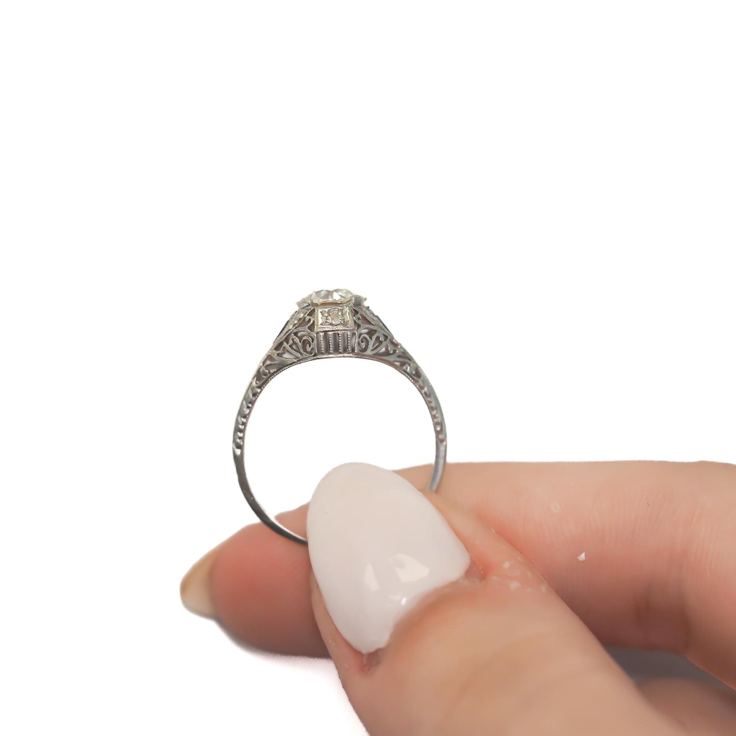 Estate Art Deco Platinum GIA 1.12ct Old European Diamond Ring - VEG#58a