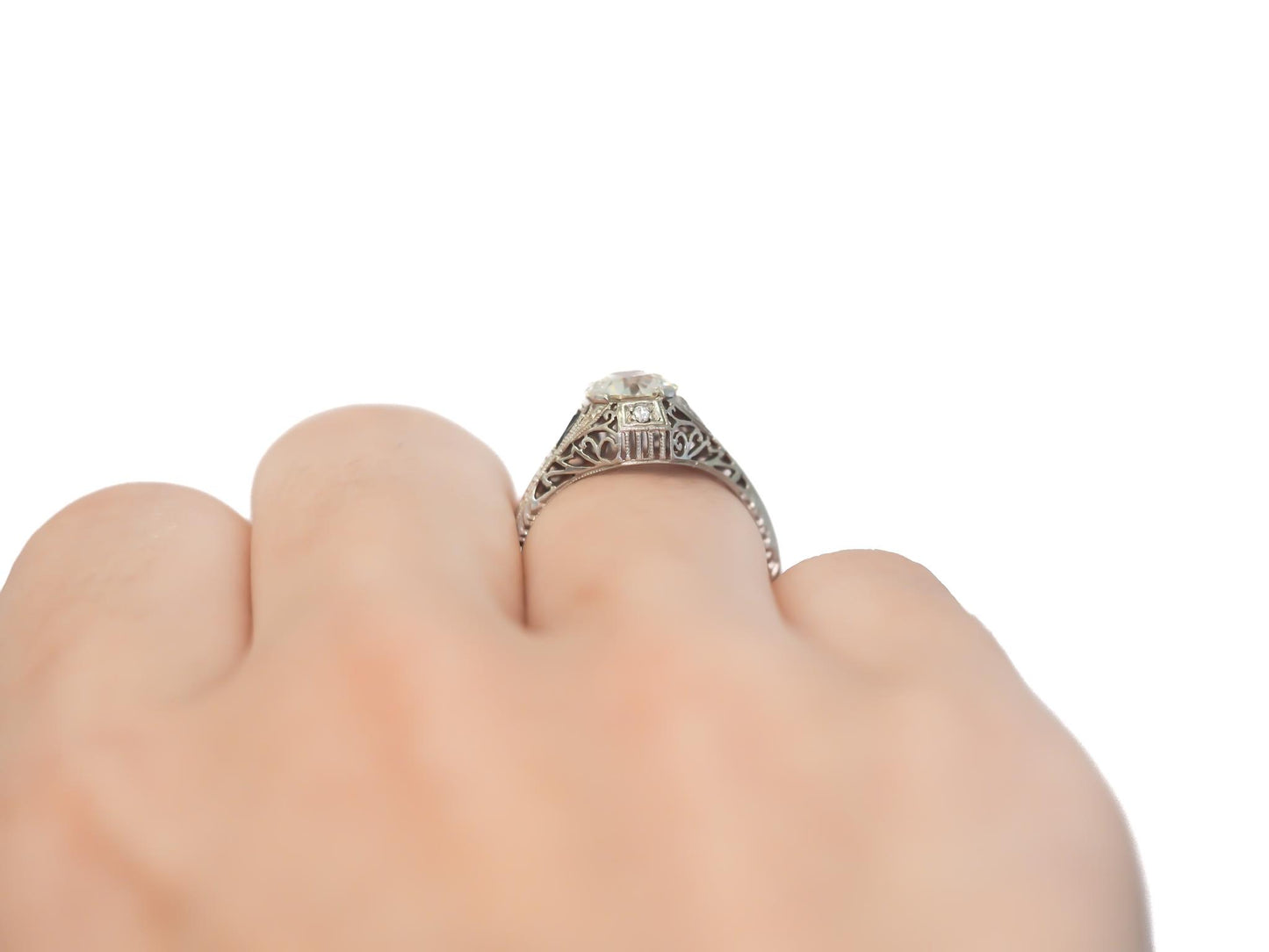 Estate Art Deco Platinum GIA 1.12ct Old European Diamond Ring - VEG#58a