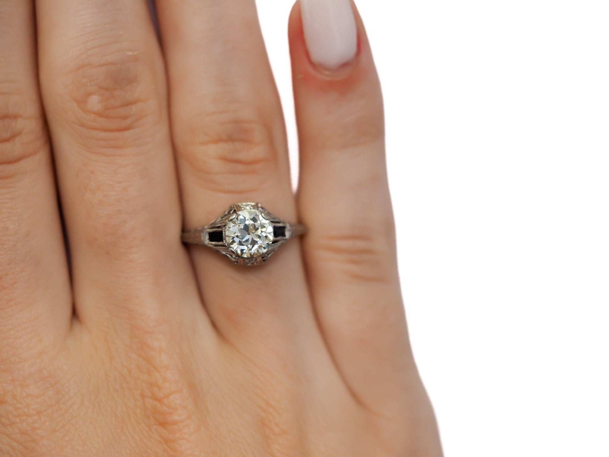 Estate Art Deco Platinum GIA 1.12ct Old European Diamond Ring - VEG#58a