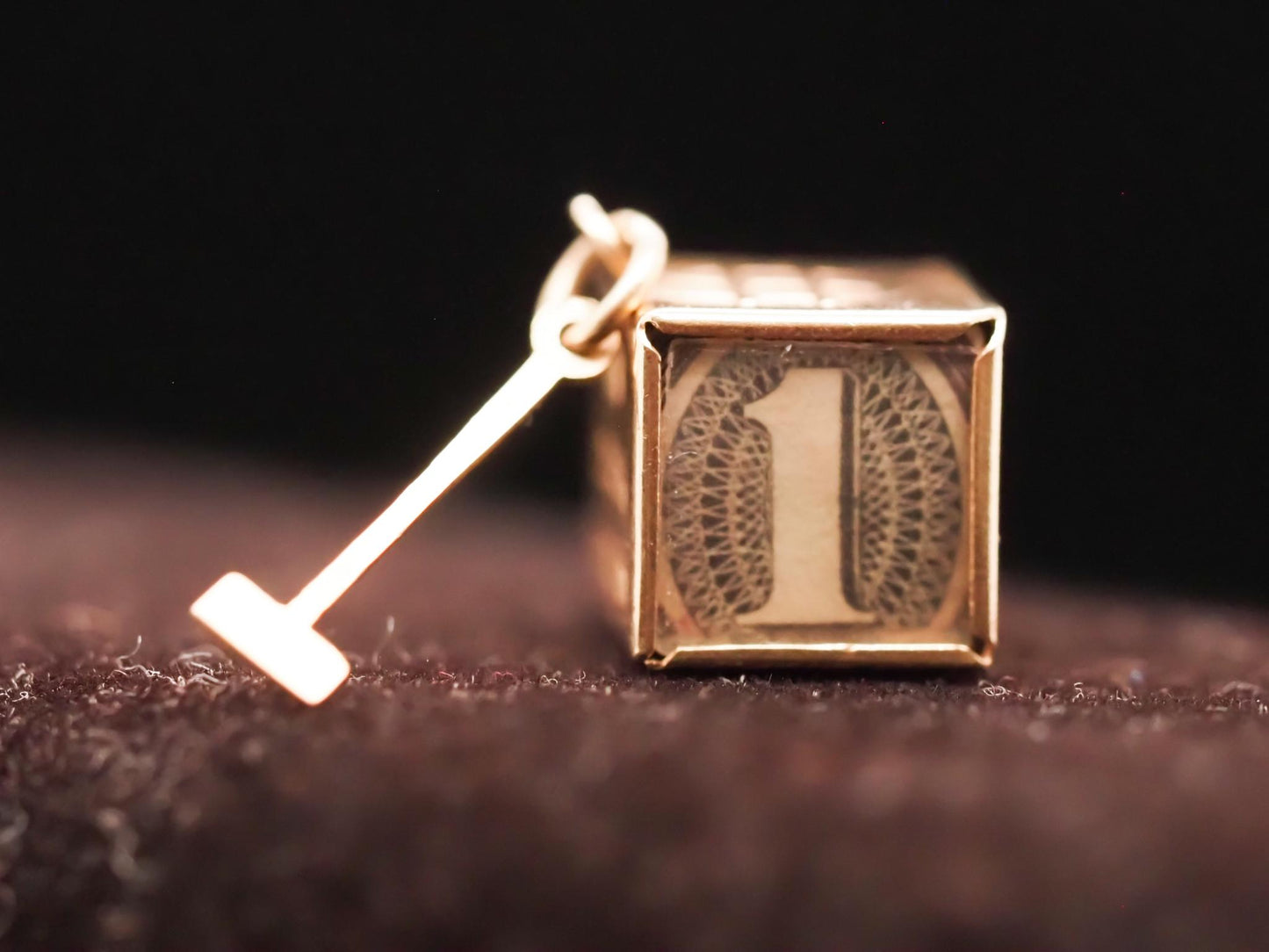 14K Yellow Gold Mad Money Dollar Bill Box Charm Pendant - VHK#624a