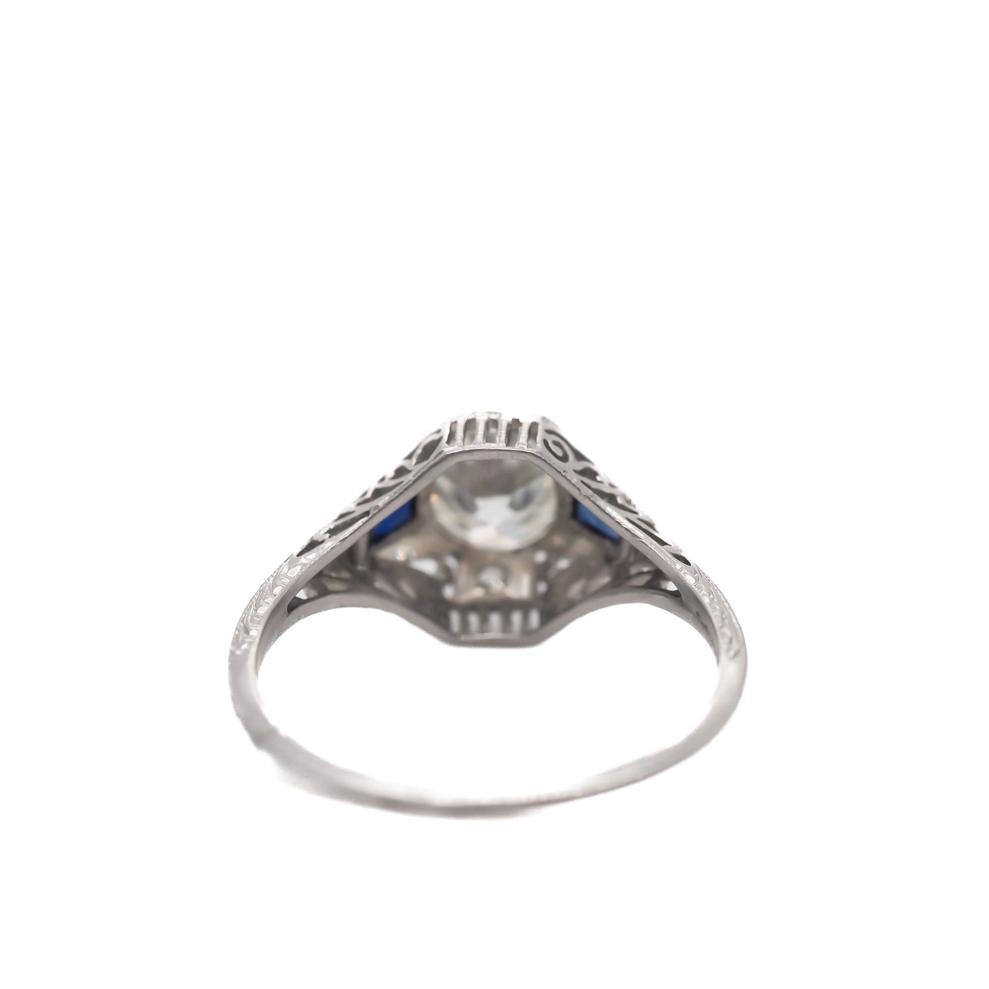 Estate Art Deco Platinum GIA 1.12ct Old European Diamond Ring - VEG#58a