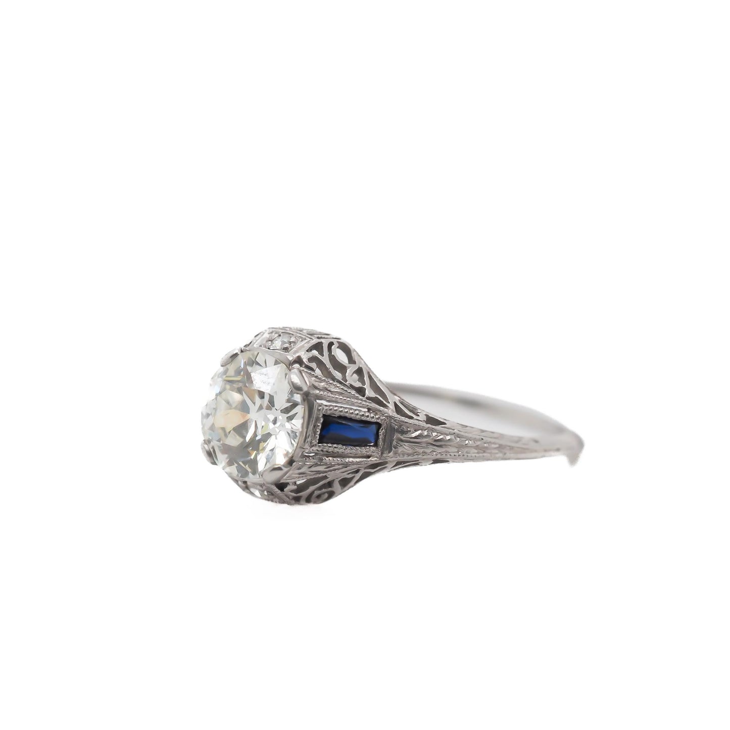 Estate Art Deco Platinum GIA 1.12ct Old European Diamond Ring - VEG#58a