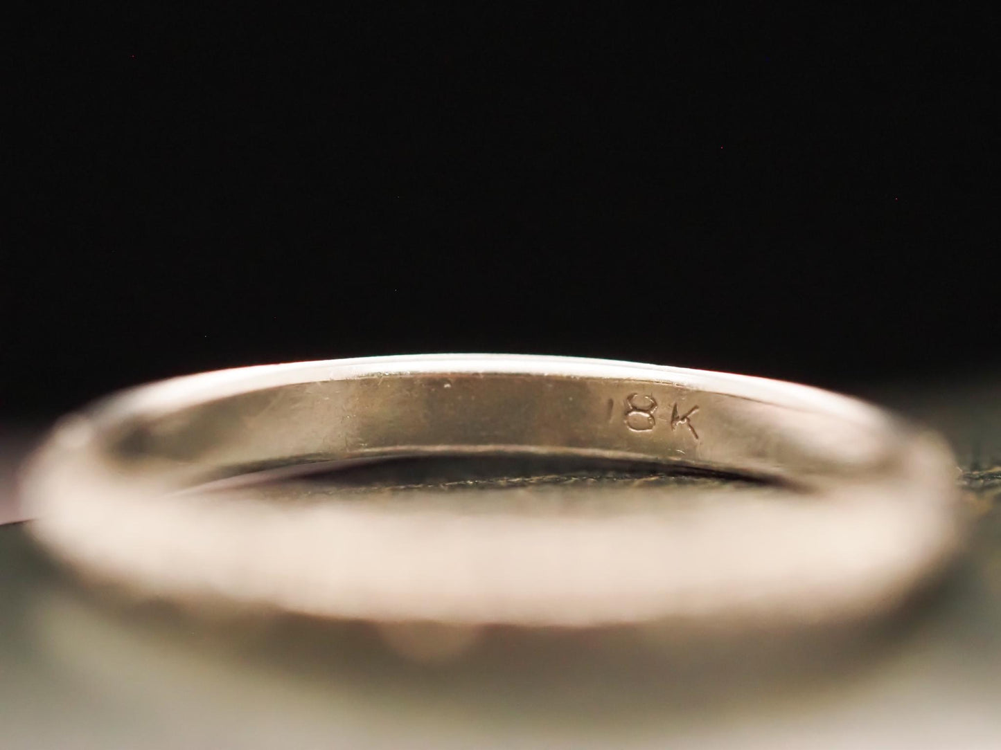 18K White Gold Vintage Engraved Wedding Band - VHK#626