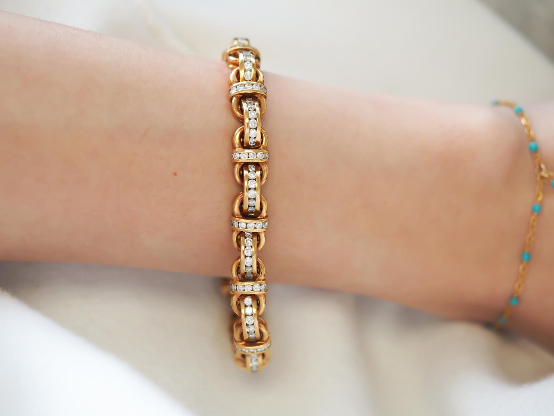 Estate Charles Krypell 18K Yellow Gold Diamond Bracelet - VHK#362a