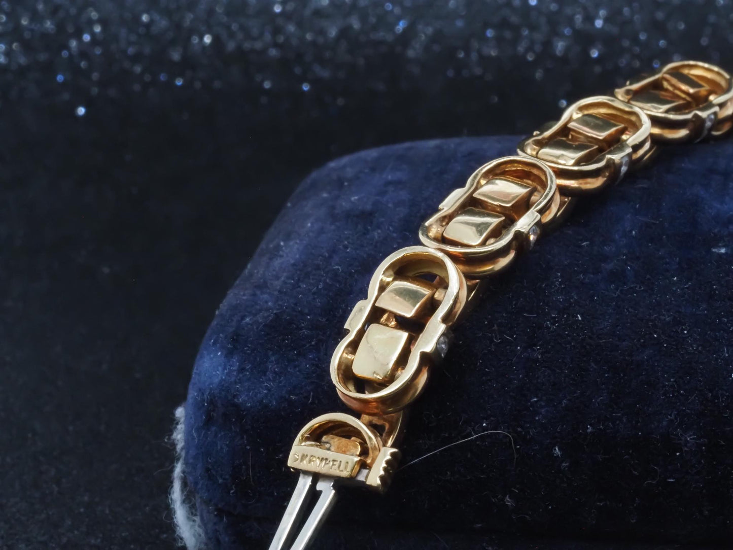 Estate Charles Krypell 18K Yellow Gold Diamond Bracelet - VHK#362a