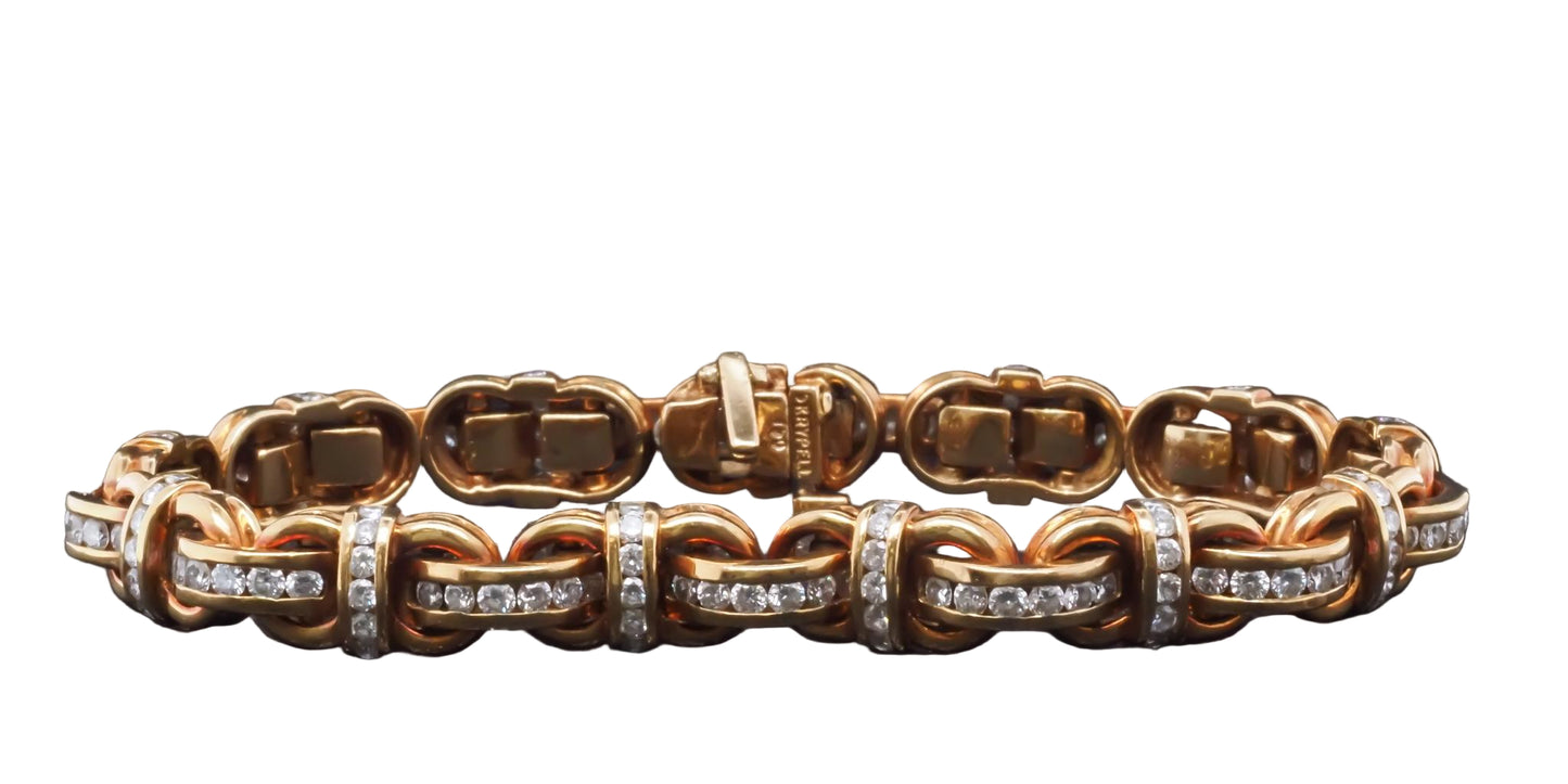 Estate Charles Krypell 18K Yellow Gold Diamond Bracelet - VHK#362a