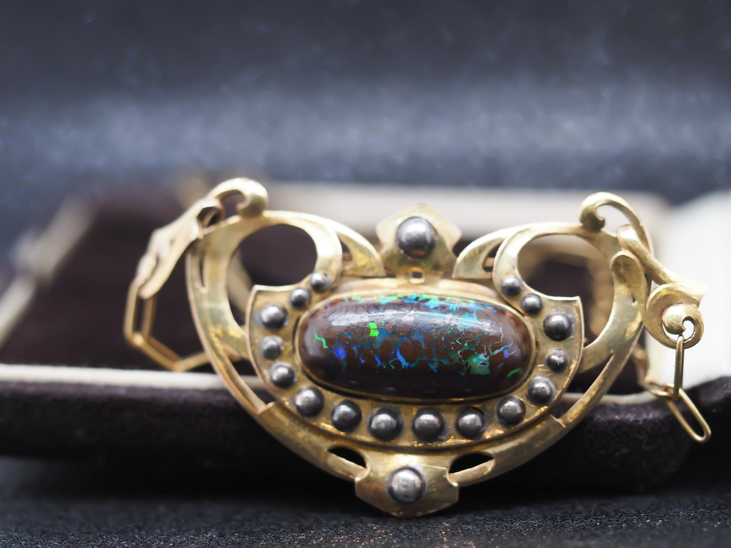 Estate Arts & Crafts Era “JAMES WINN” Opal Necklace 18K Yellow Gold - VHK#182c