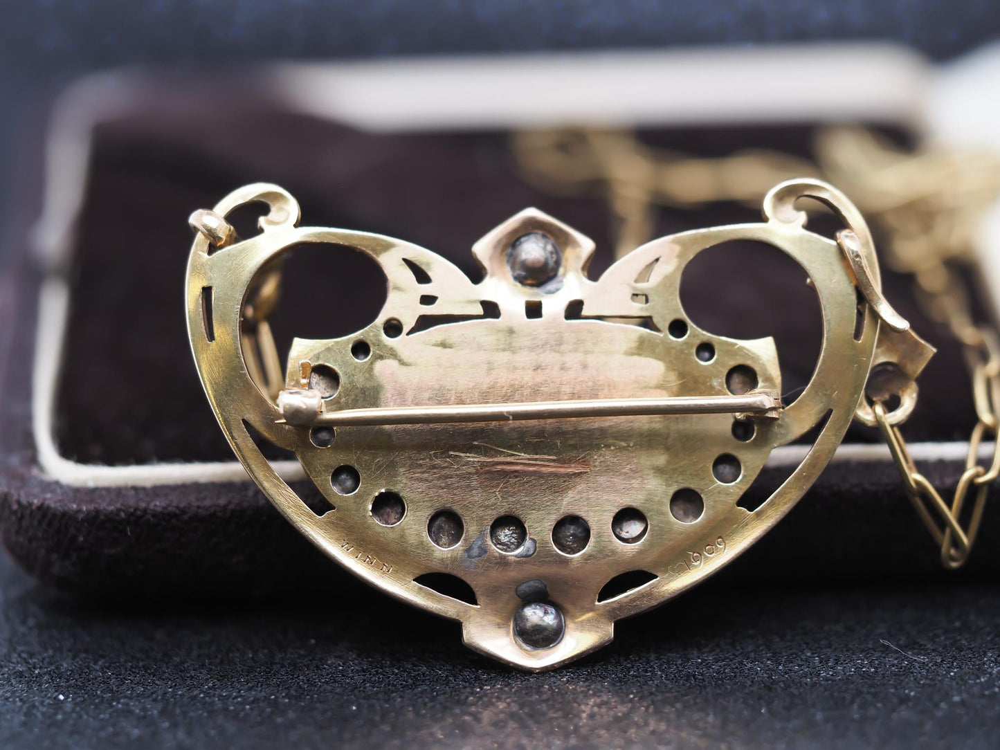 Estate Arts & Crafts Era “JAMES WINN” Opal Necklace 18K Yellow Gold - VHK#182c