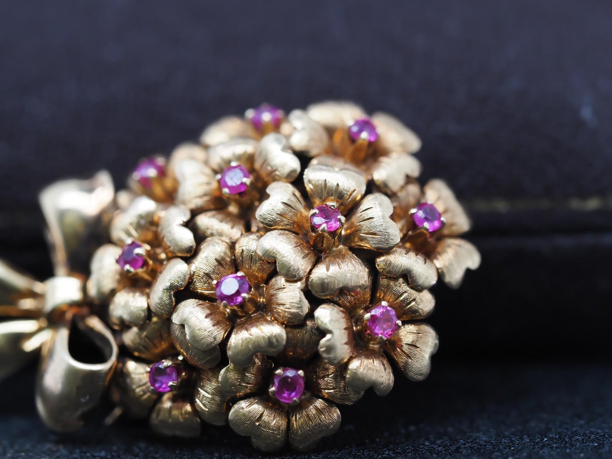 Estate Tiffany & Co. 18K Ruby Flower Ribbon Brooch - VHK#286A