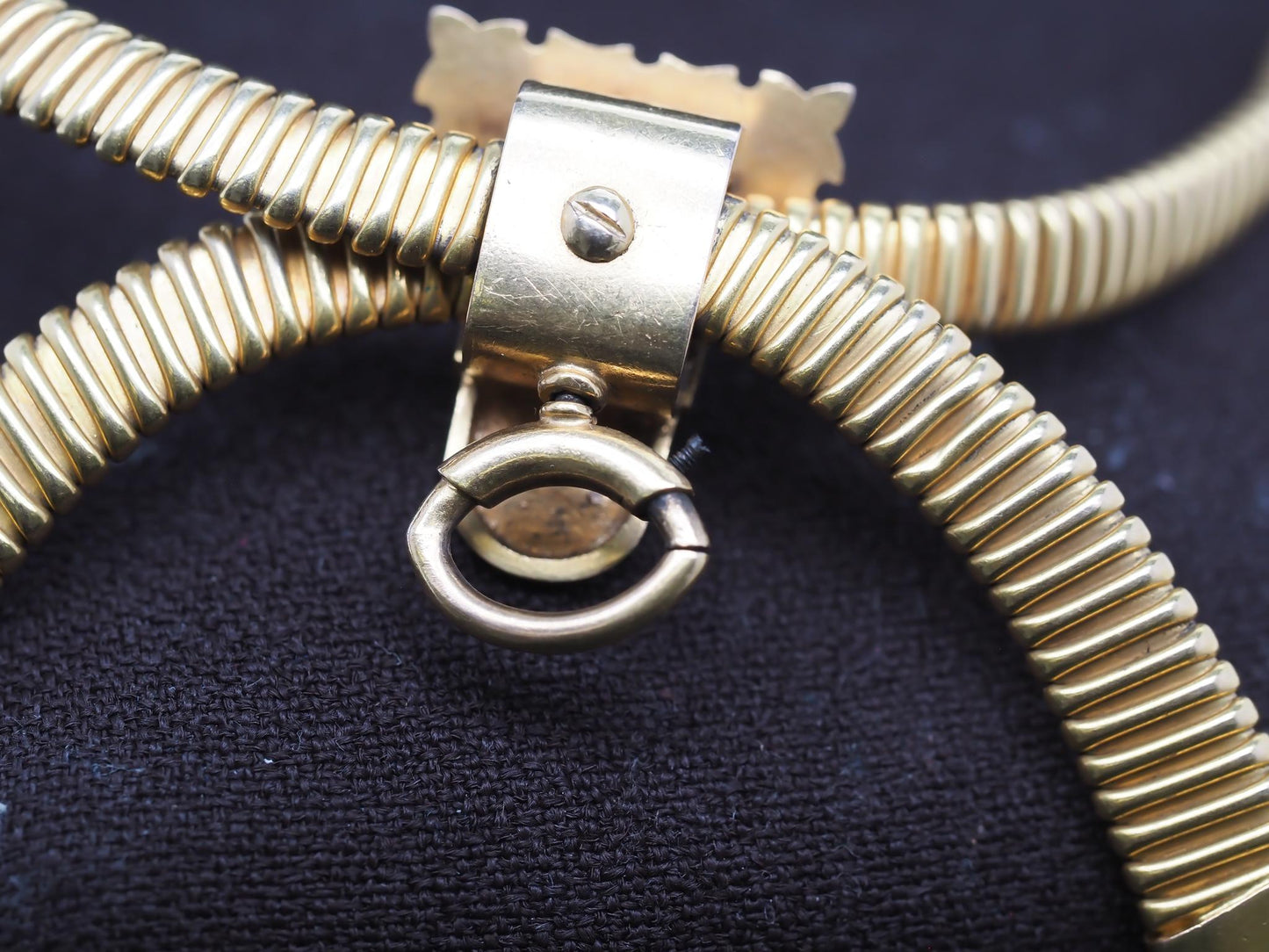 Estate Victorian Tubogas Tassel Necklace in 18K Yellow Gold with Pendant