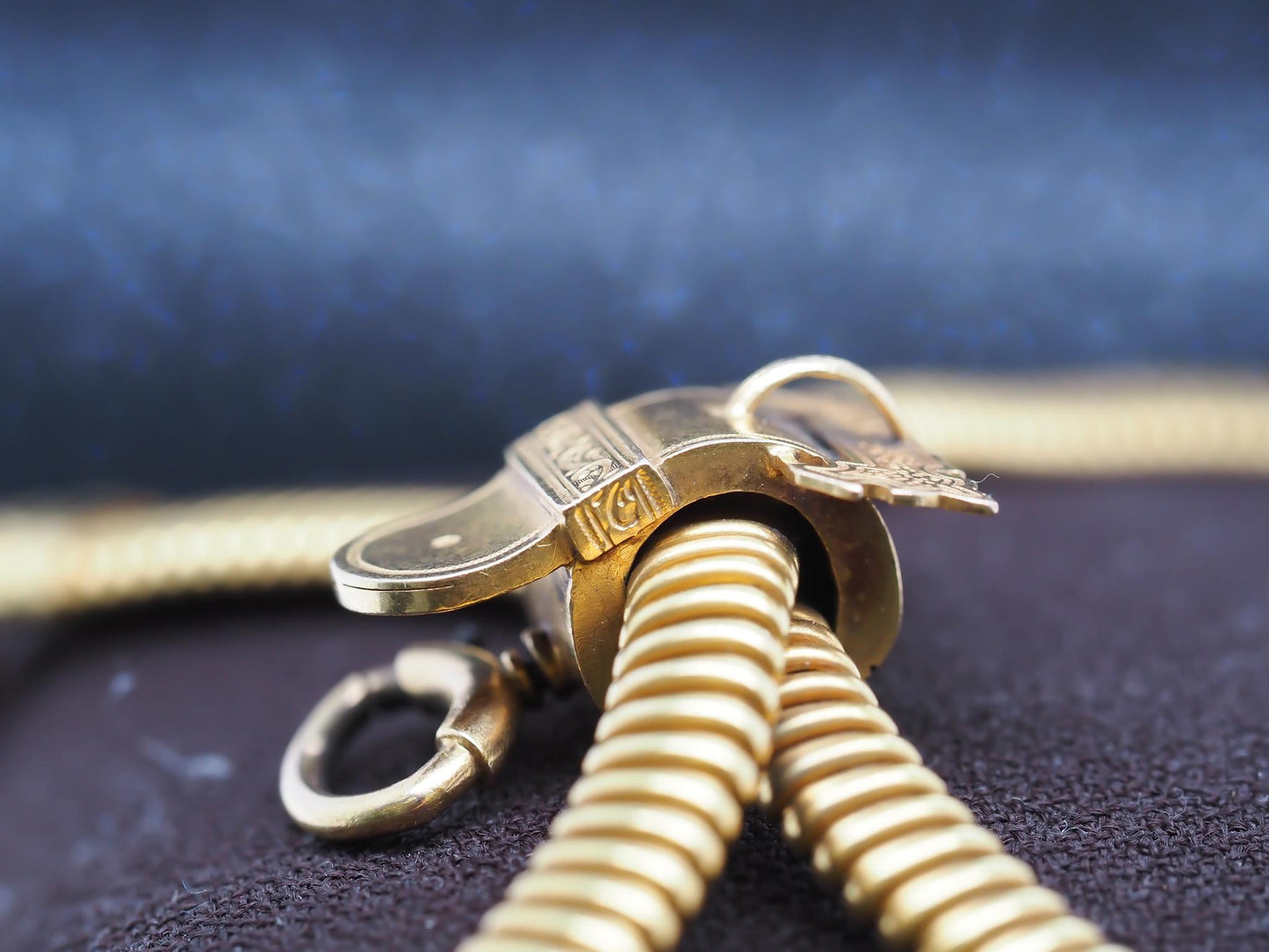 Estate Victorian Tubogas Tassel Necklace in 18K Yellow Gold with Pendant