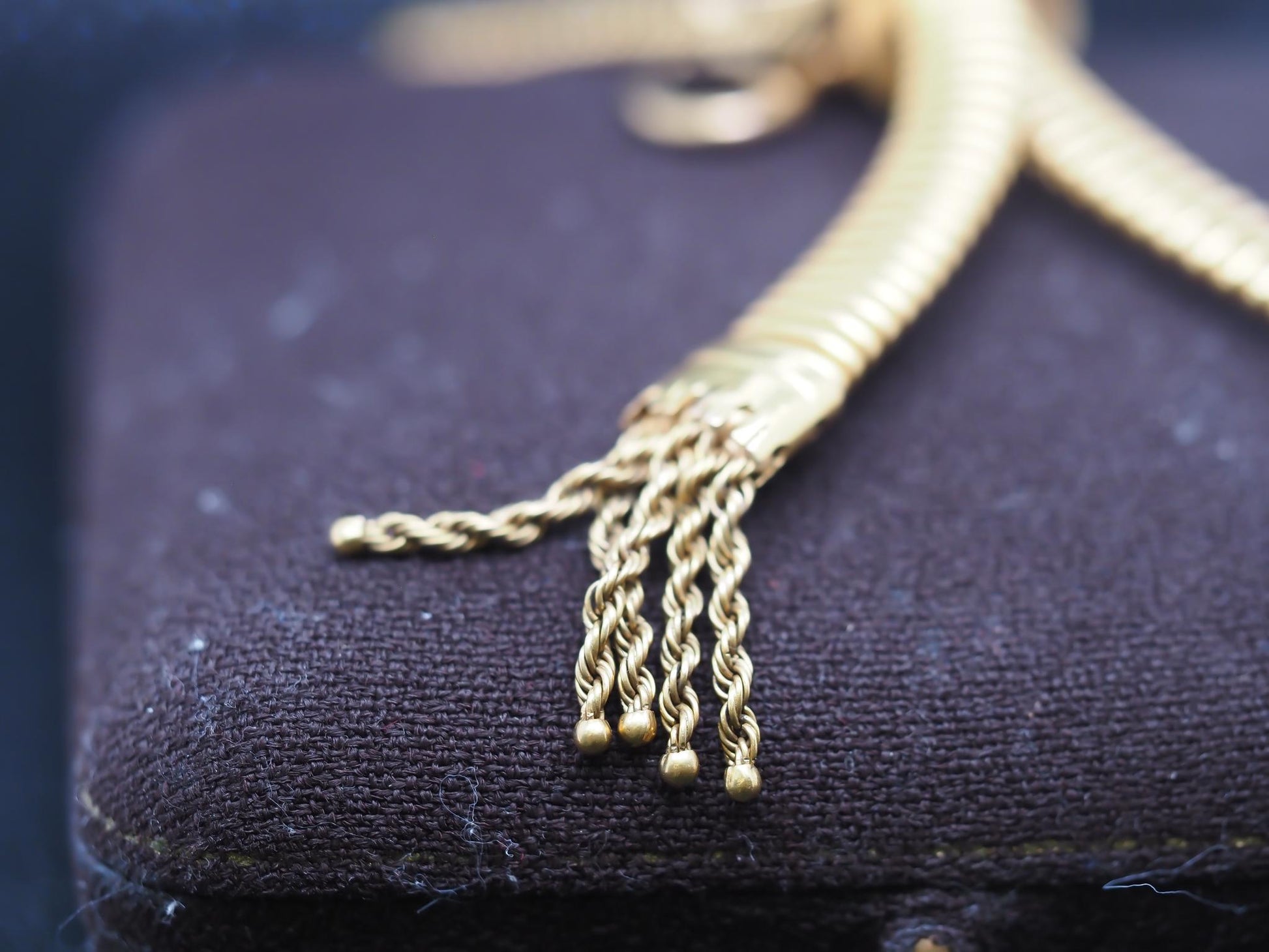 Estate Victorian Tubogas Tassel Necklace in 18K Yellow Gold with Pendant