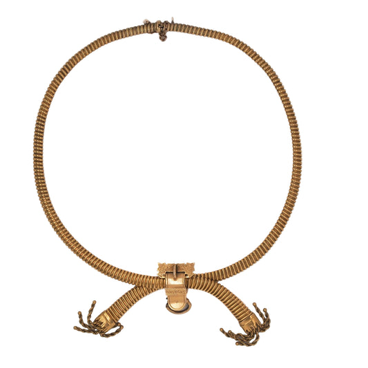 Estate Victorian Tubogas Tassel Necklace in 18K Yellow Gold with Pendant