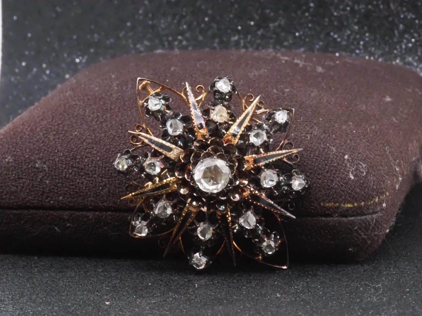 Estate Victorian 14K Yellow Gold Convertible Rose Cut Diamond Pendant & Brooch