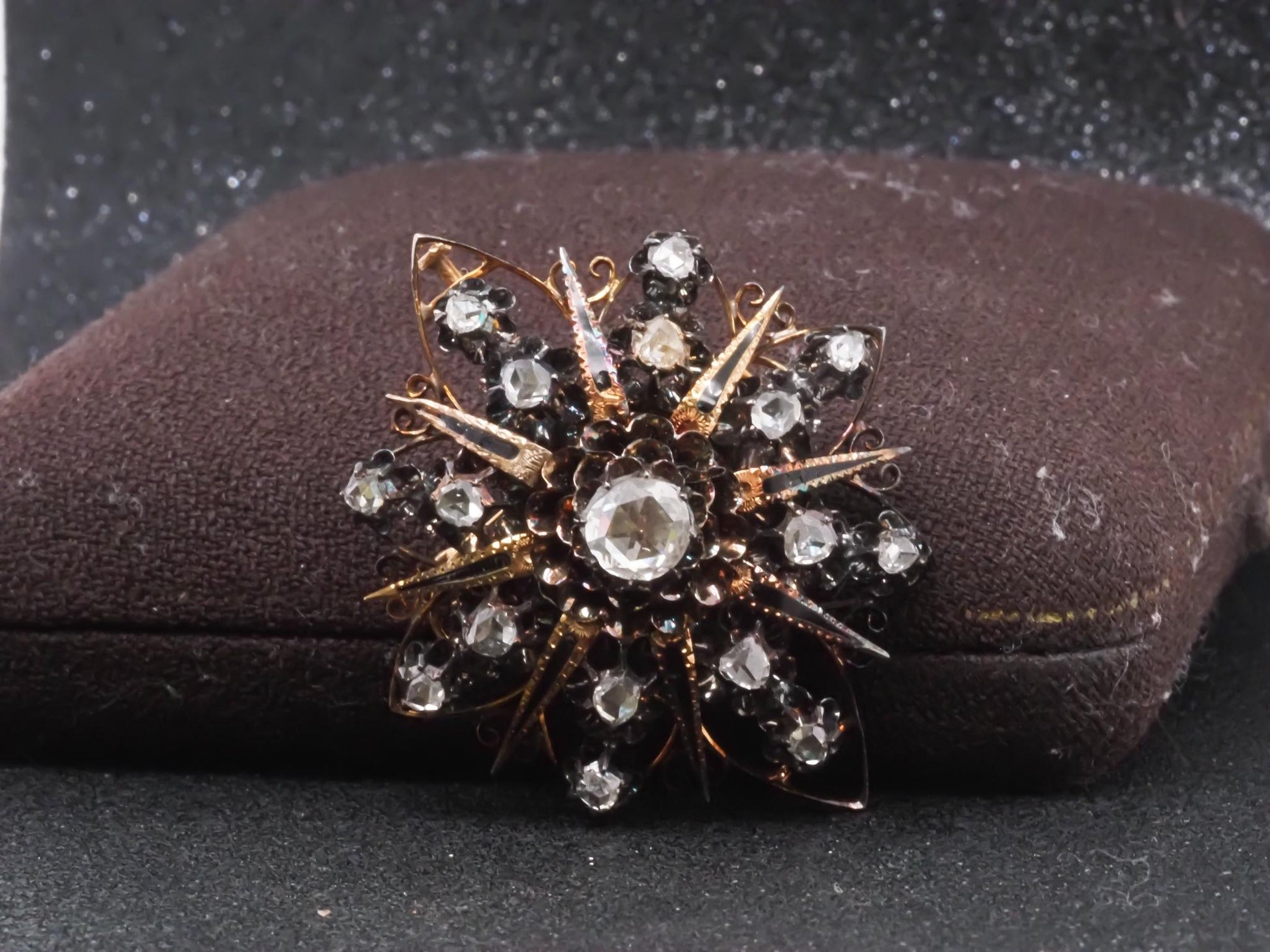 Estate Victorian 14K Yellow Gold Convertible Rose Cut Diamond Pendant & Brooch