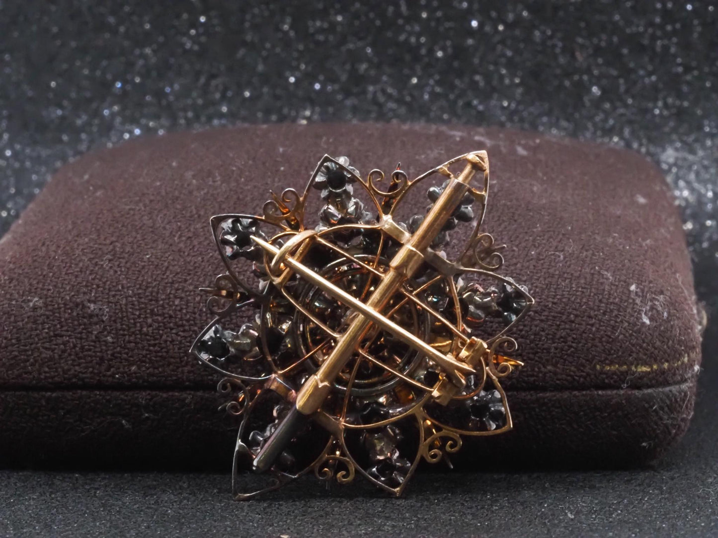 Estate Victorian 14K Yellow Gold Convertible Rose Cut Diamond Pendant & Brooch