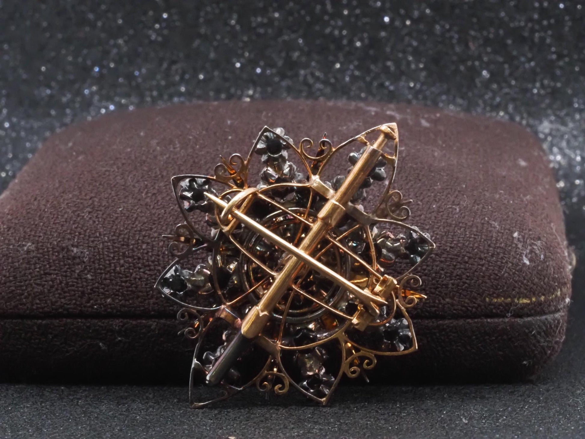 Estate Victorian 14K Yellow Gold Convertible Rose Cut Diamond Pendant & Brooch